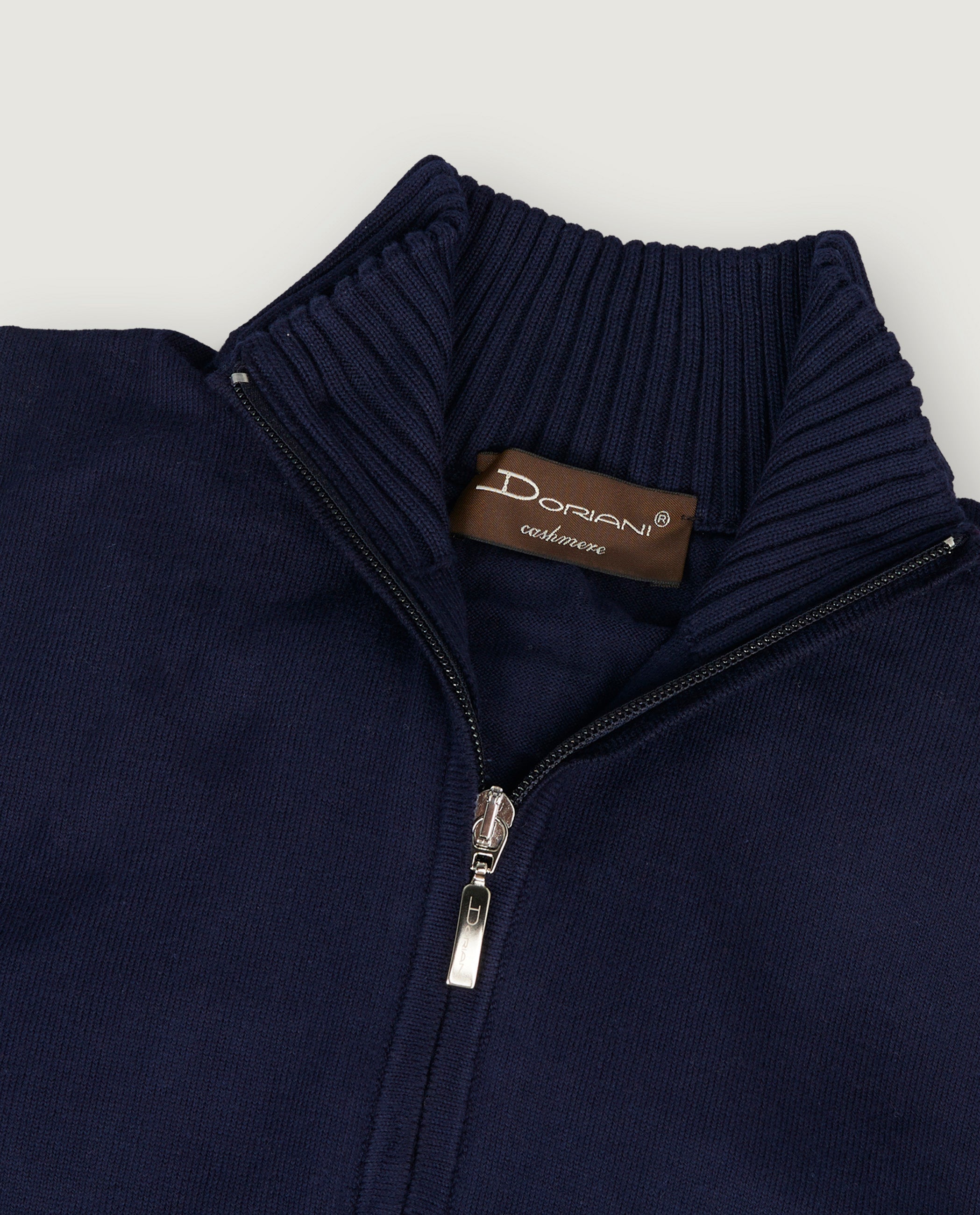 Katoenen Half Zip Trui - Donkerblauw