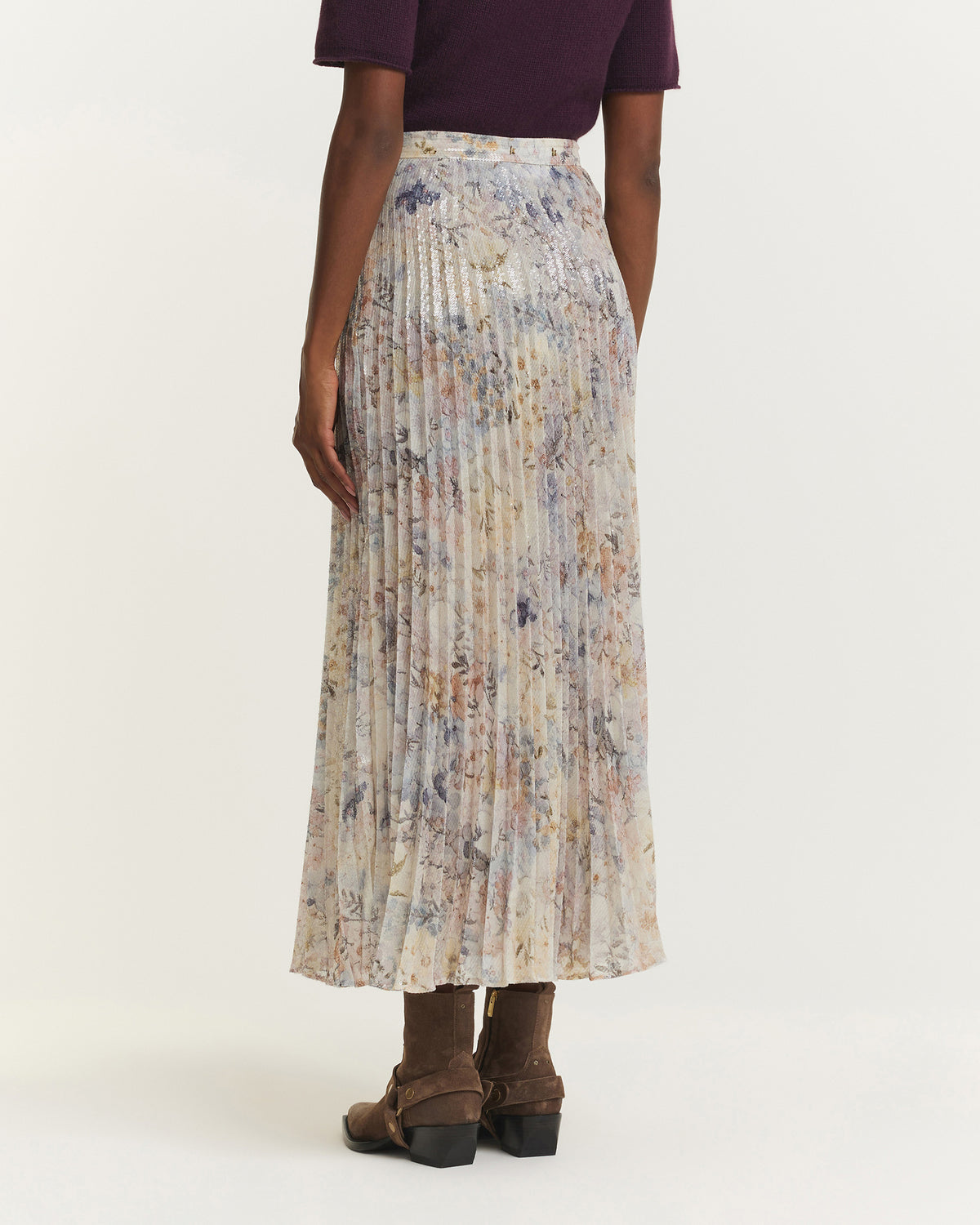 Long Pleated Multicolor Skirt