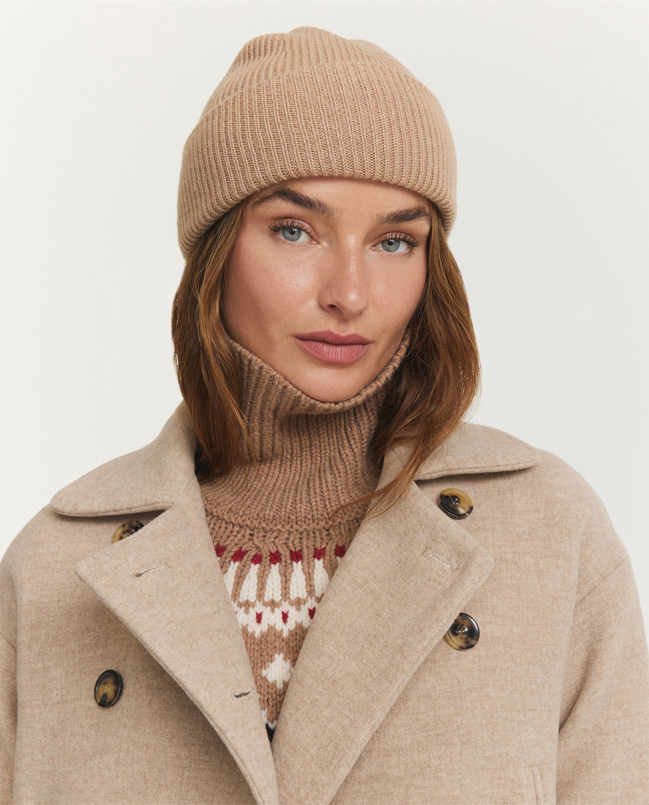 Double-Breasted Wollen Jas - Lichtbruin