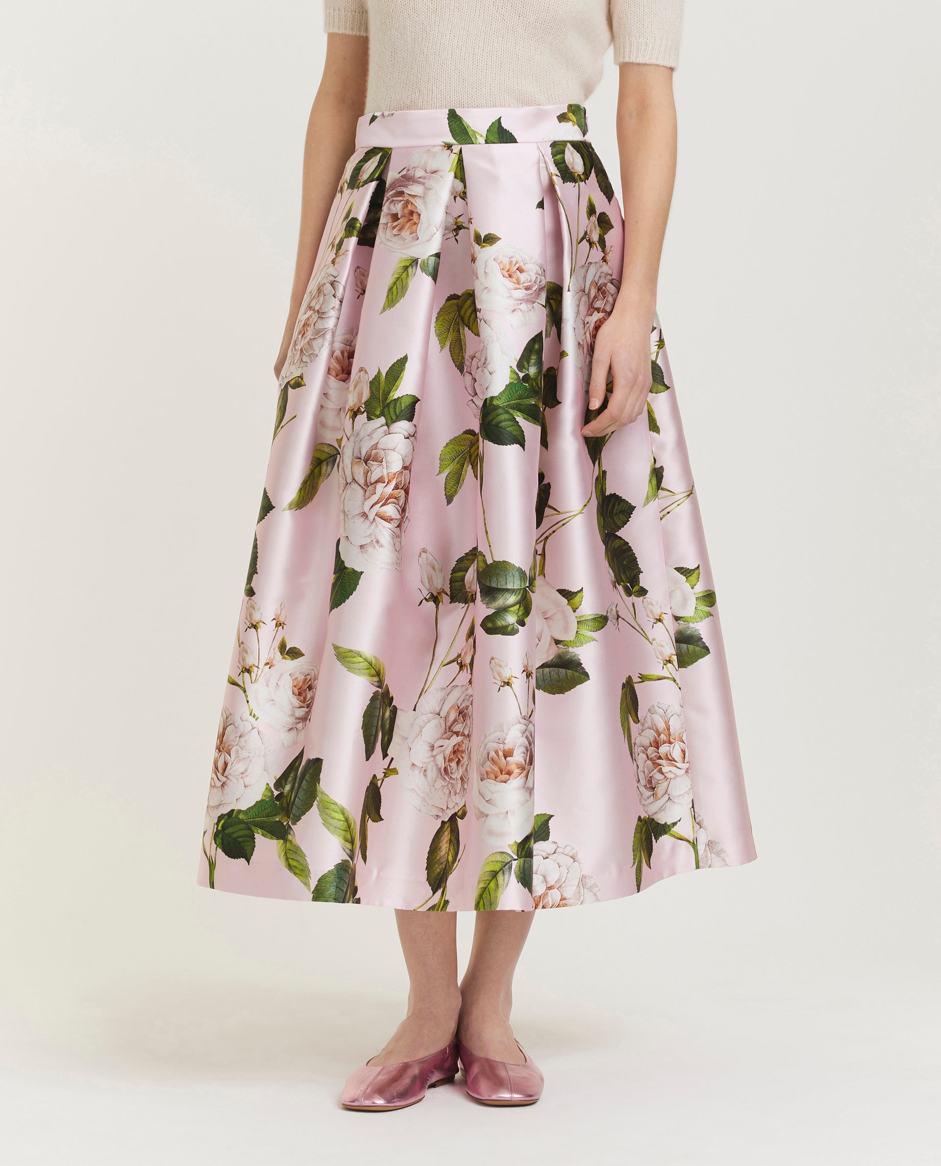 Volumineuze midi rok Roze