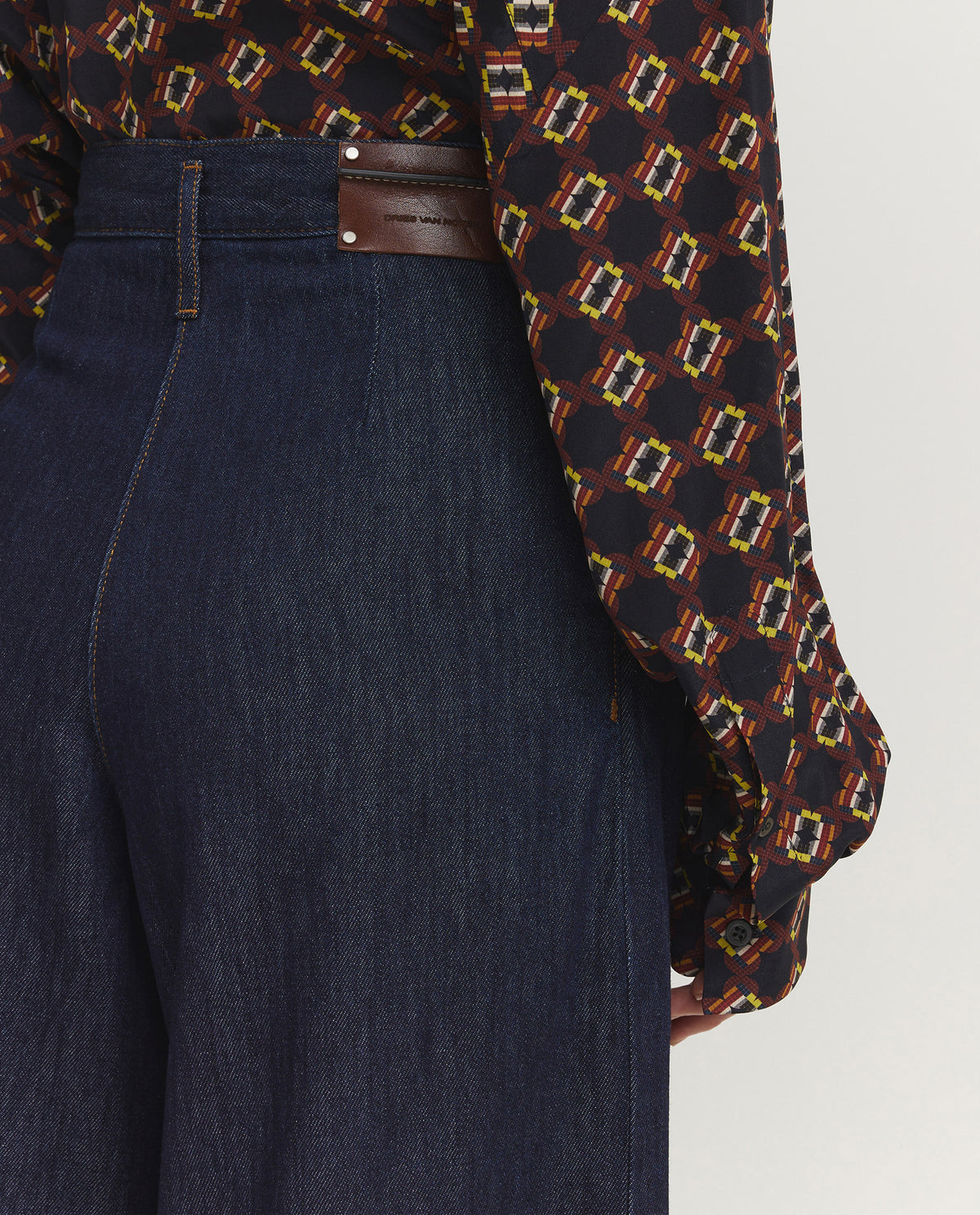 Wijde Geplooide Jeans - Donkerblauw