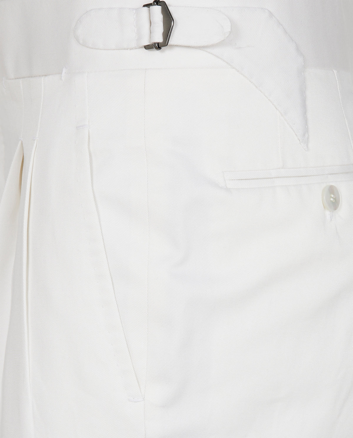 Katoenen Bandplooi Broek - Wit