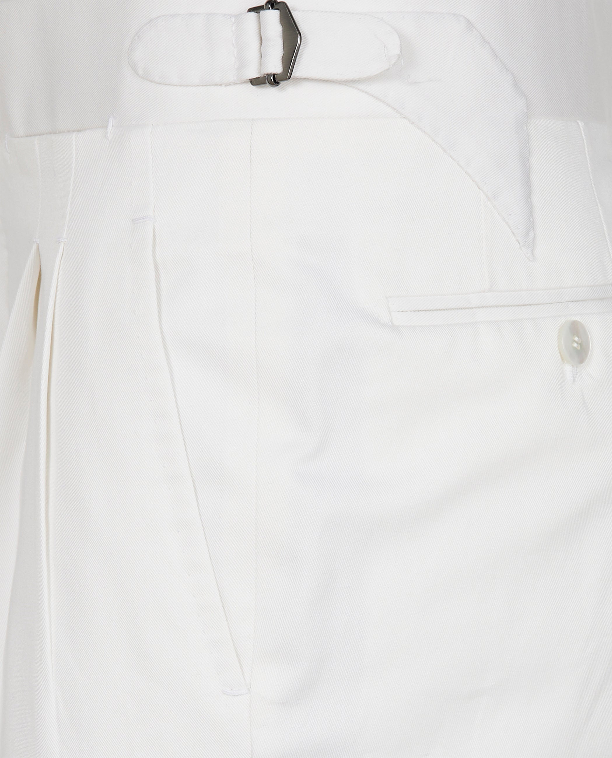 Katoenen Bandplooi Broek - Wit