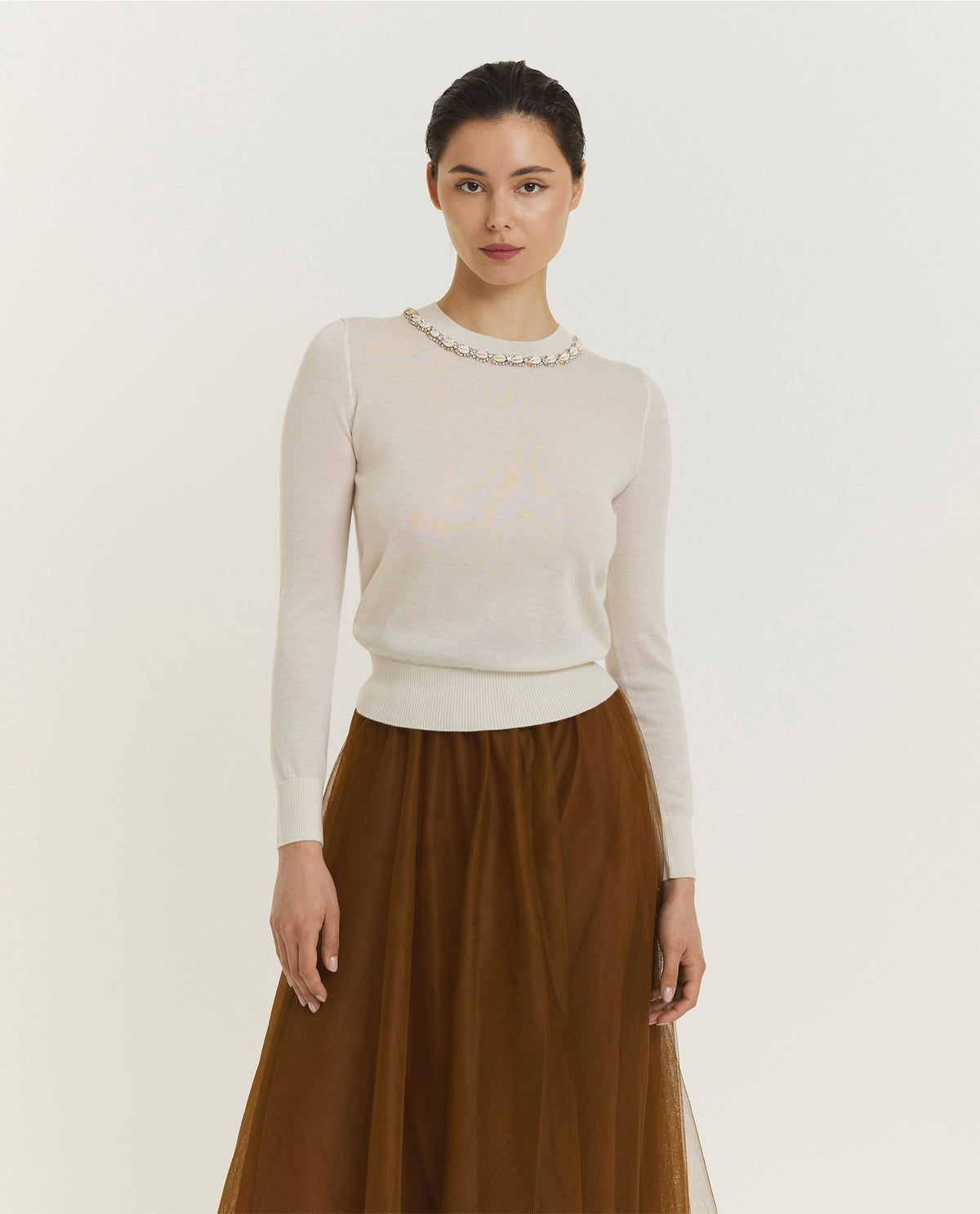 Illuminate Embellished Trui - Ecru