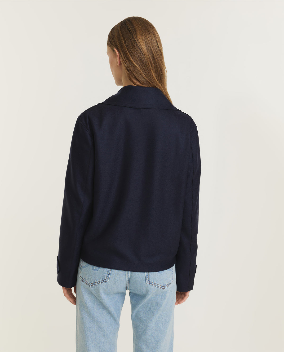 Korte Wollen Jas - Donkerblauw