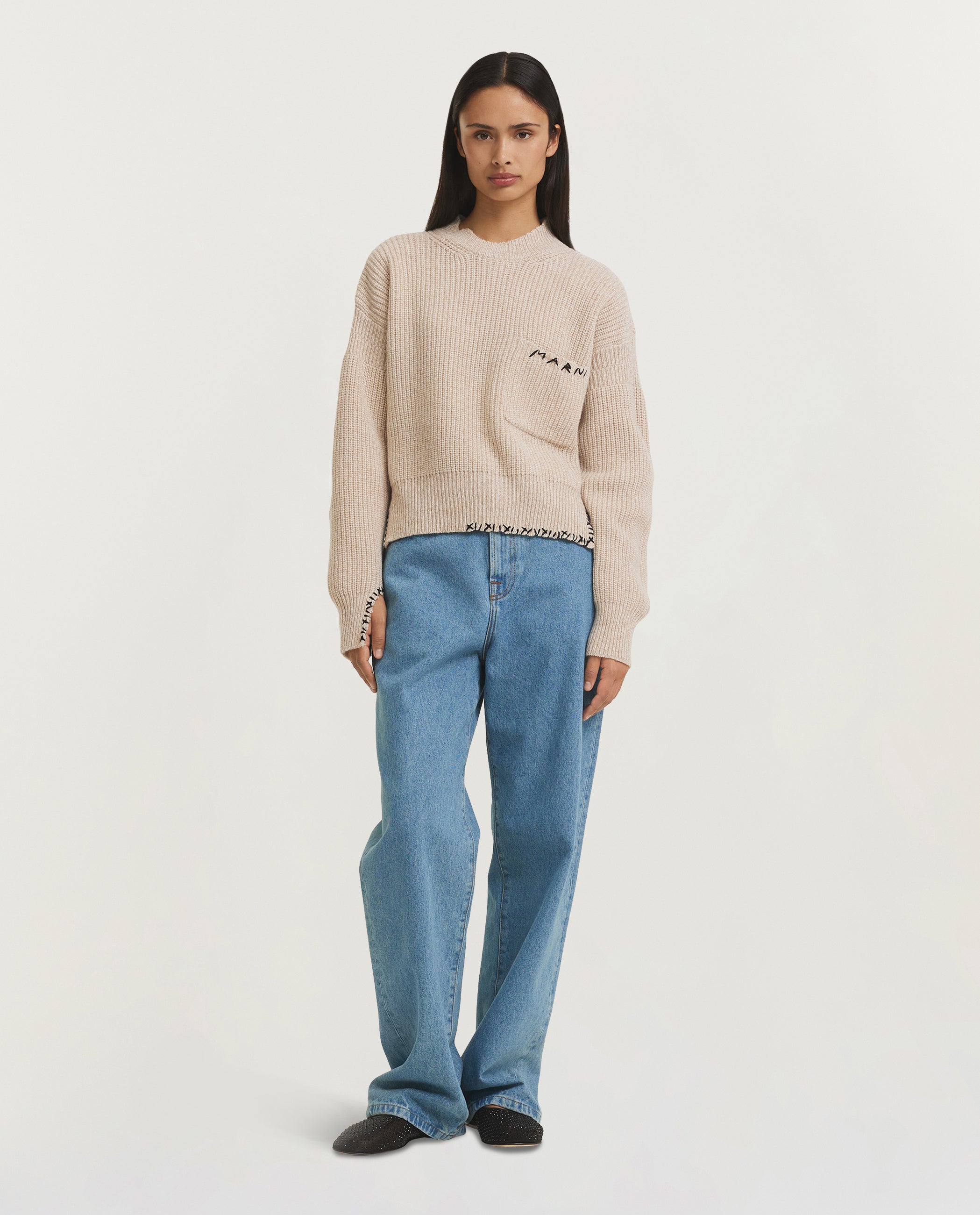 Wol Mending Trui - Lichtbruin