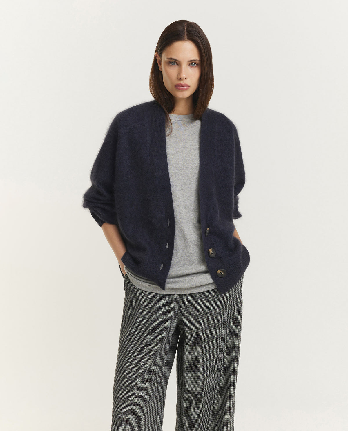 Relaxed Wollen Vest - Donkerblauw