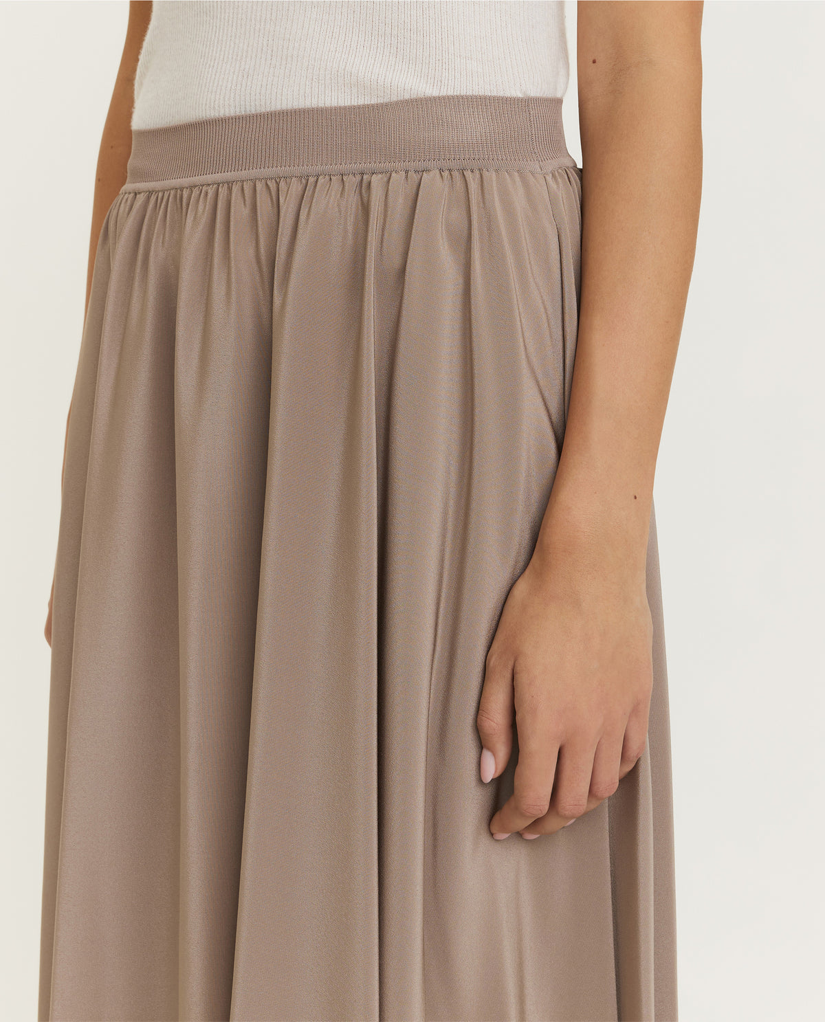 Geplooide Zijden Rok - Bruin