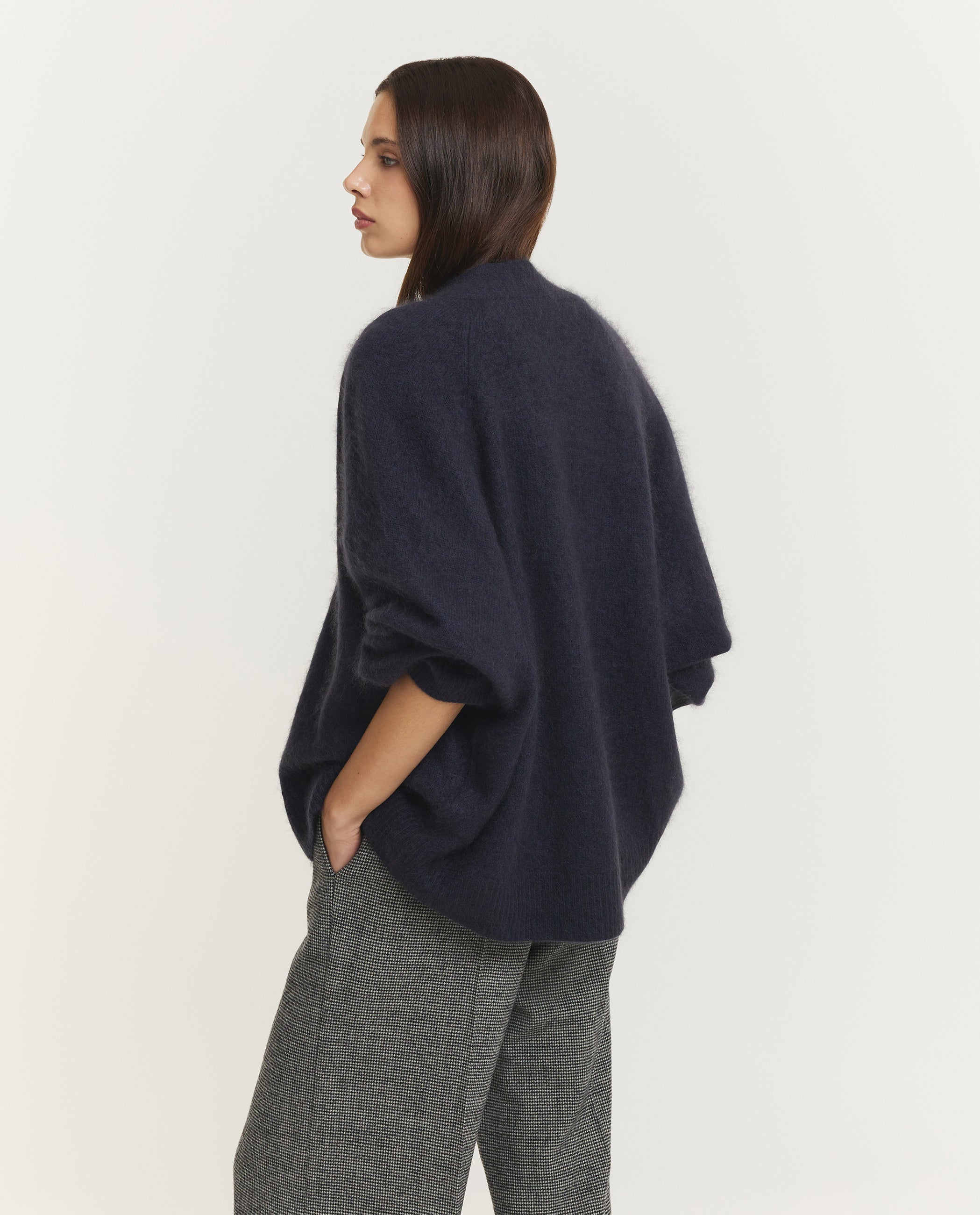 Relaxed Wollen Vest - Donkerblauw