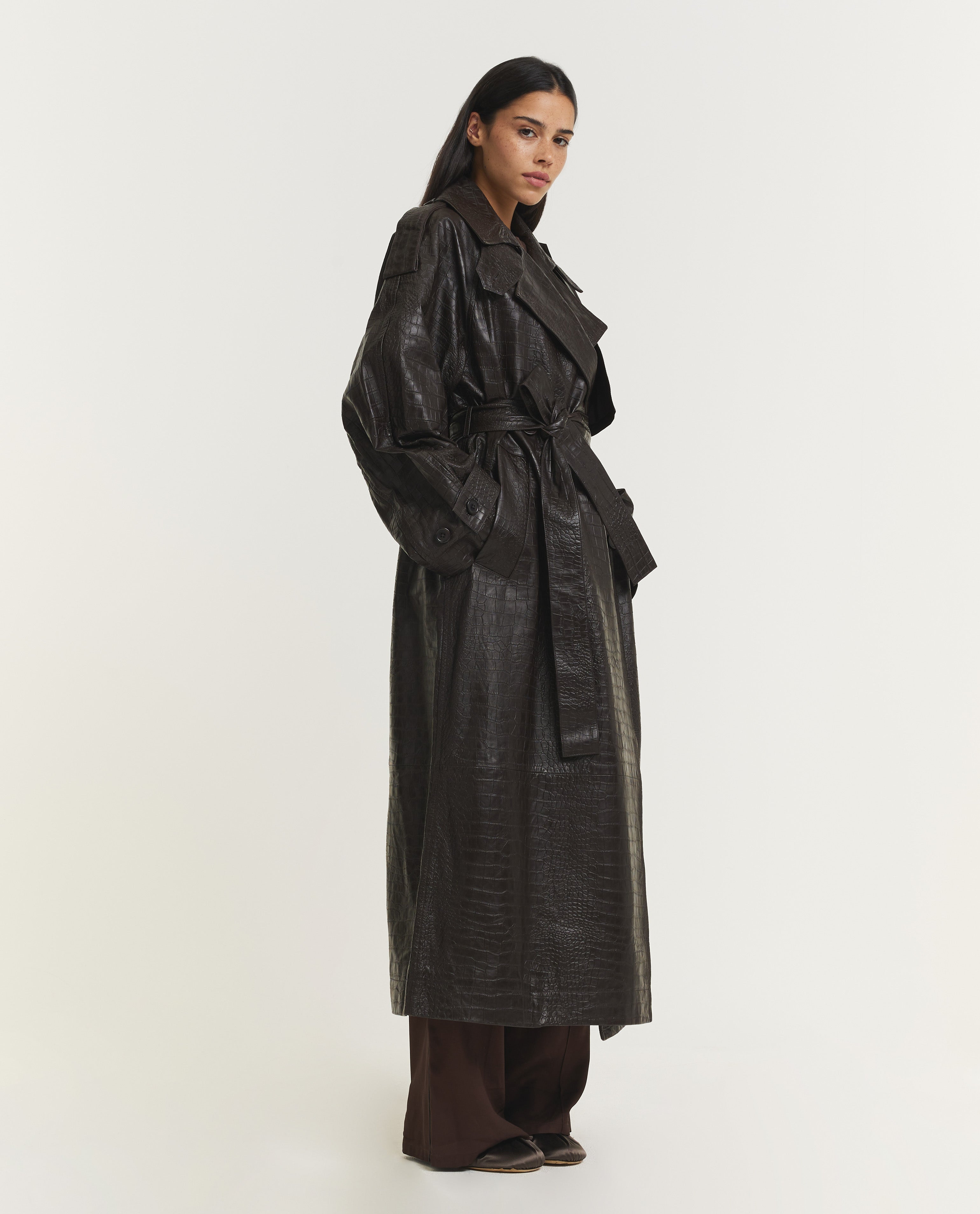 Leather Croco Trenchcoat