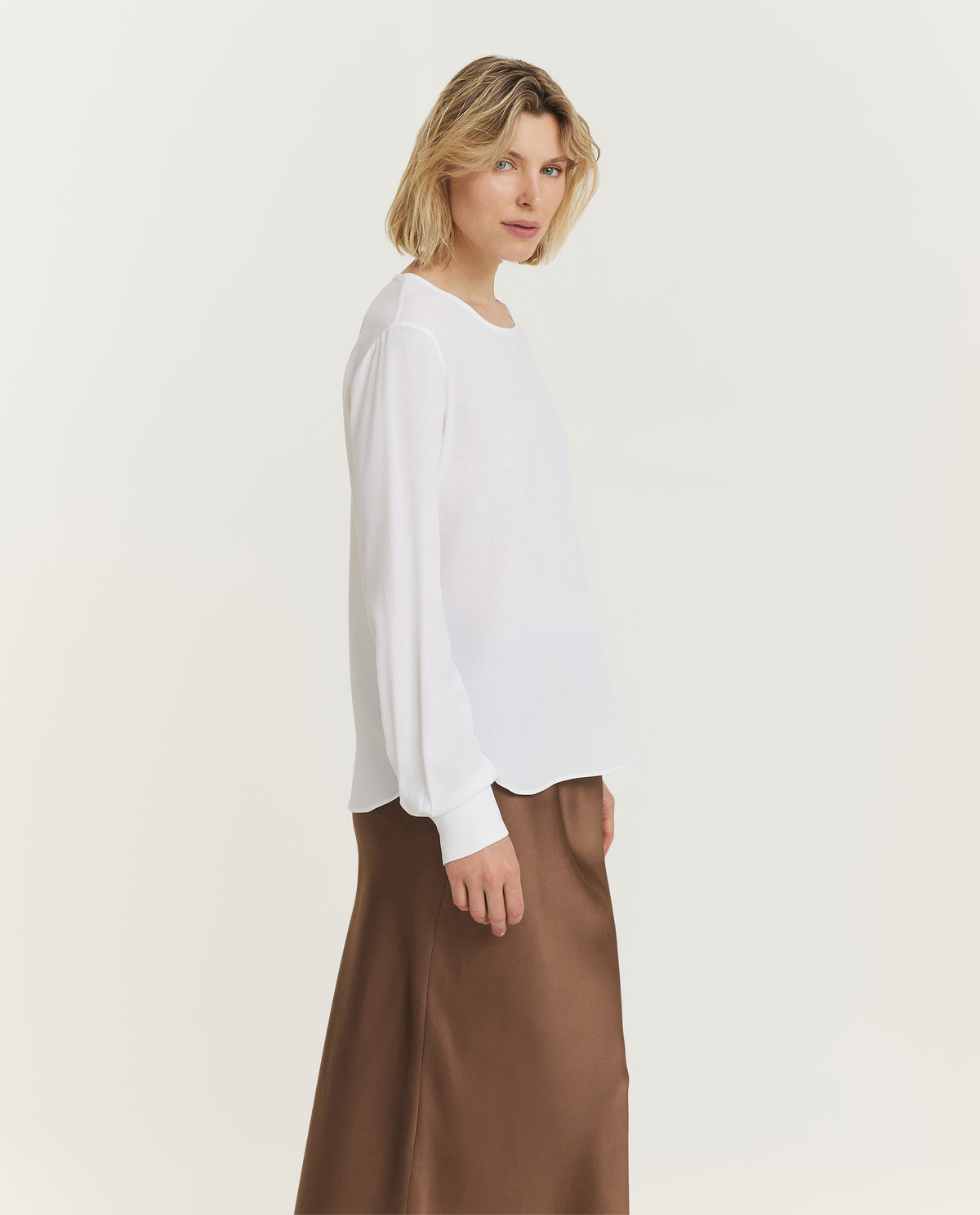 Vloeiende Rond Hals Top - Wit