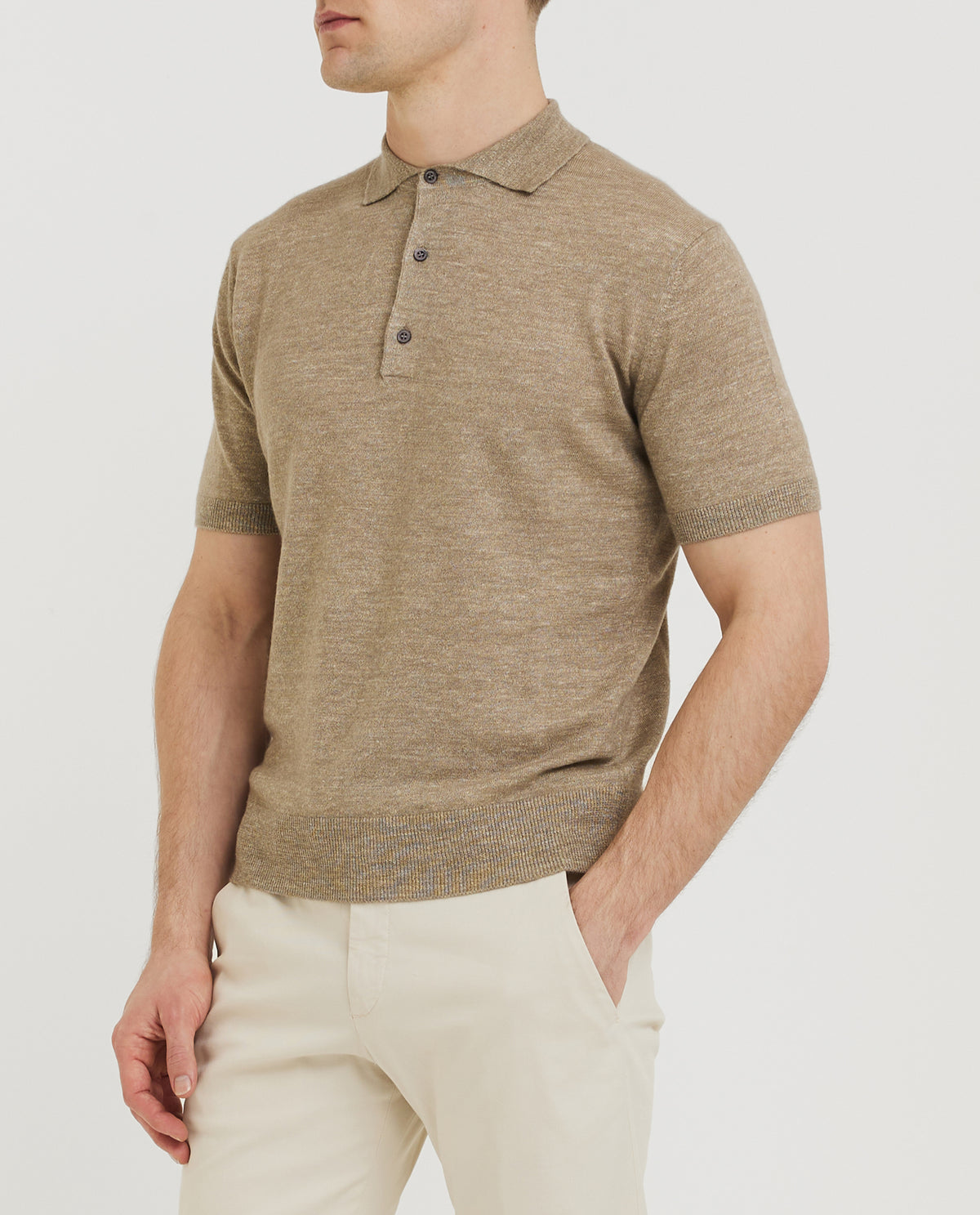 Cashmere Mix Polo - Lichtbruin
