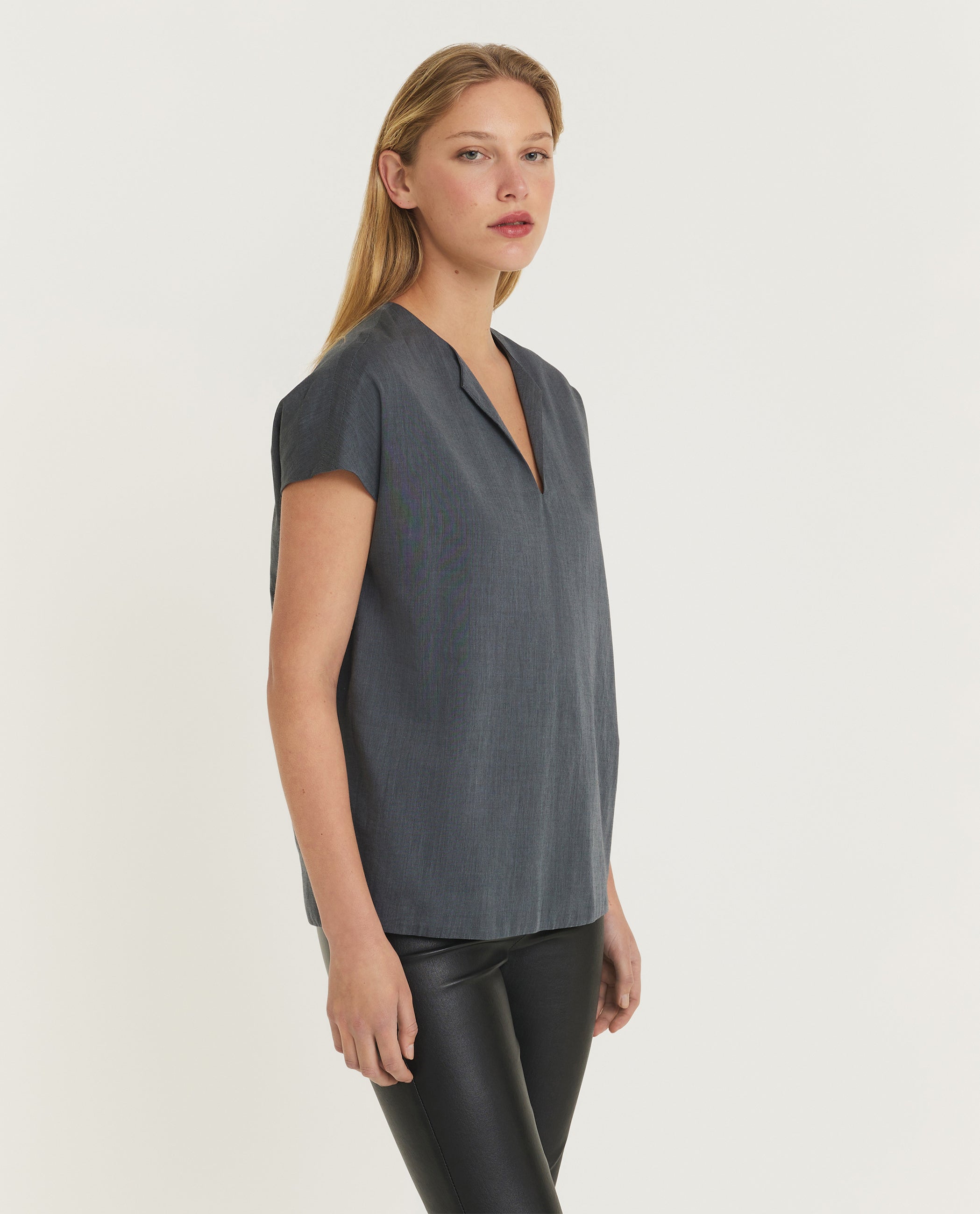 Katoenen top met kapmouwen