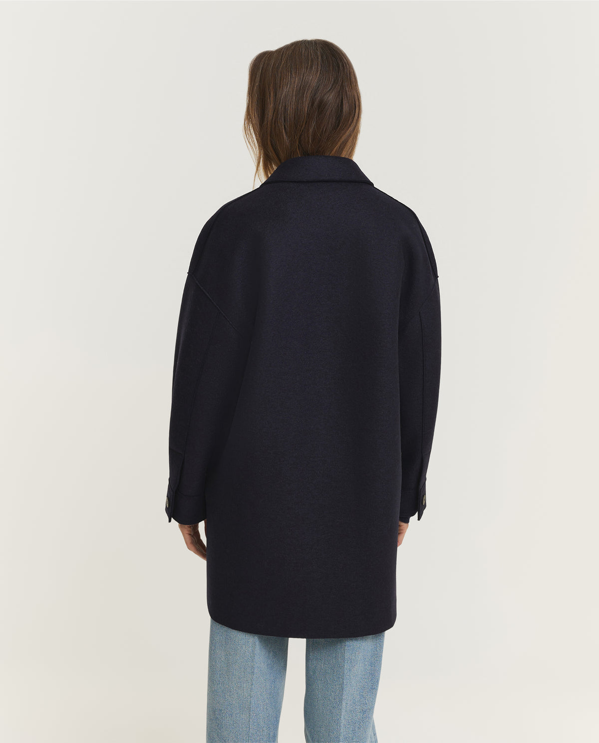 Geperst Wollen Jas - Donkerblauw