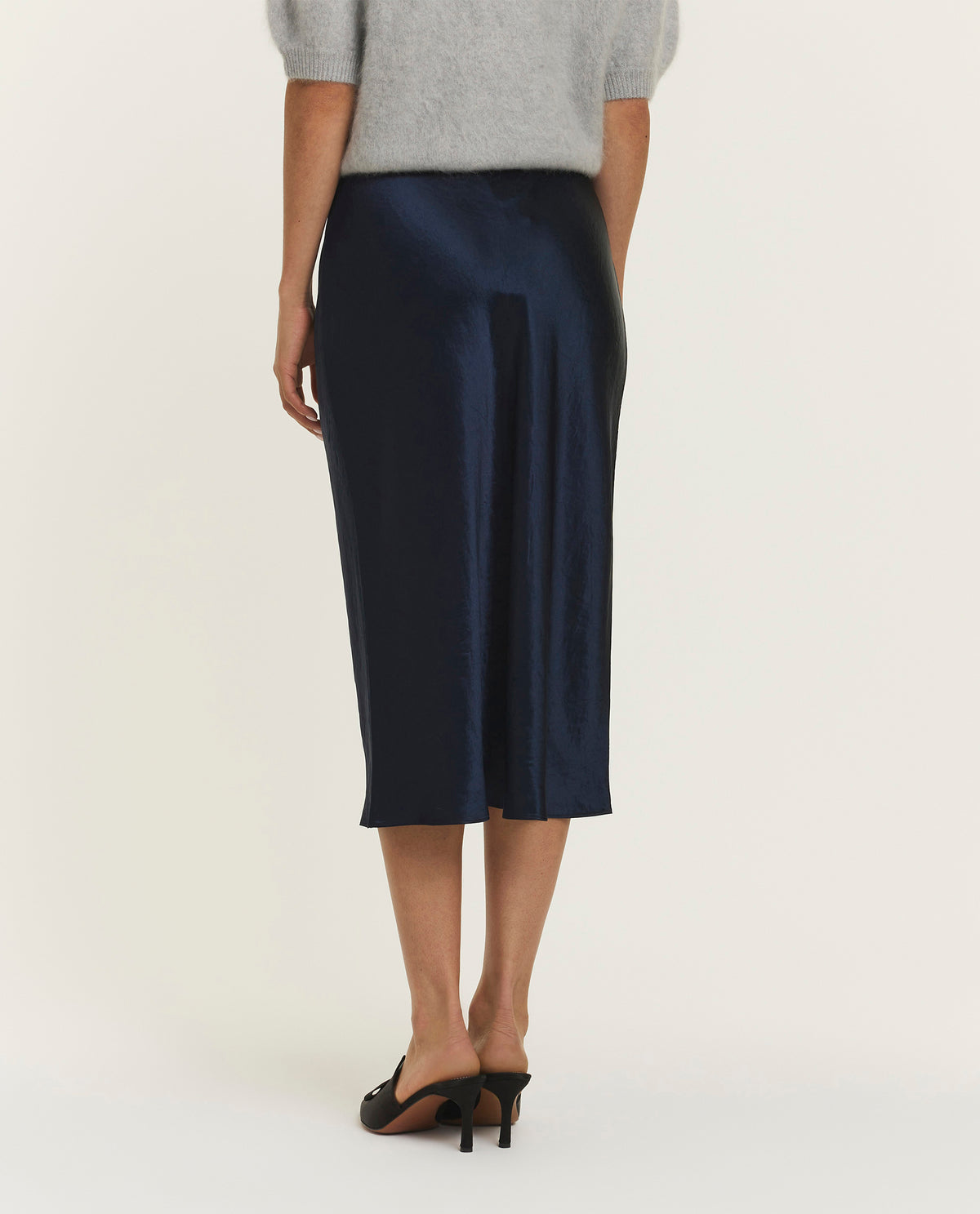 Satijnen Midi Rok - Blauw