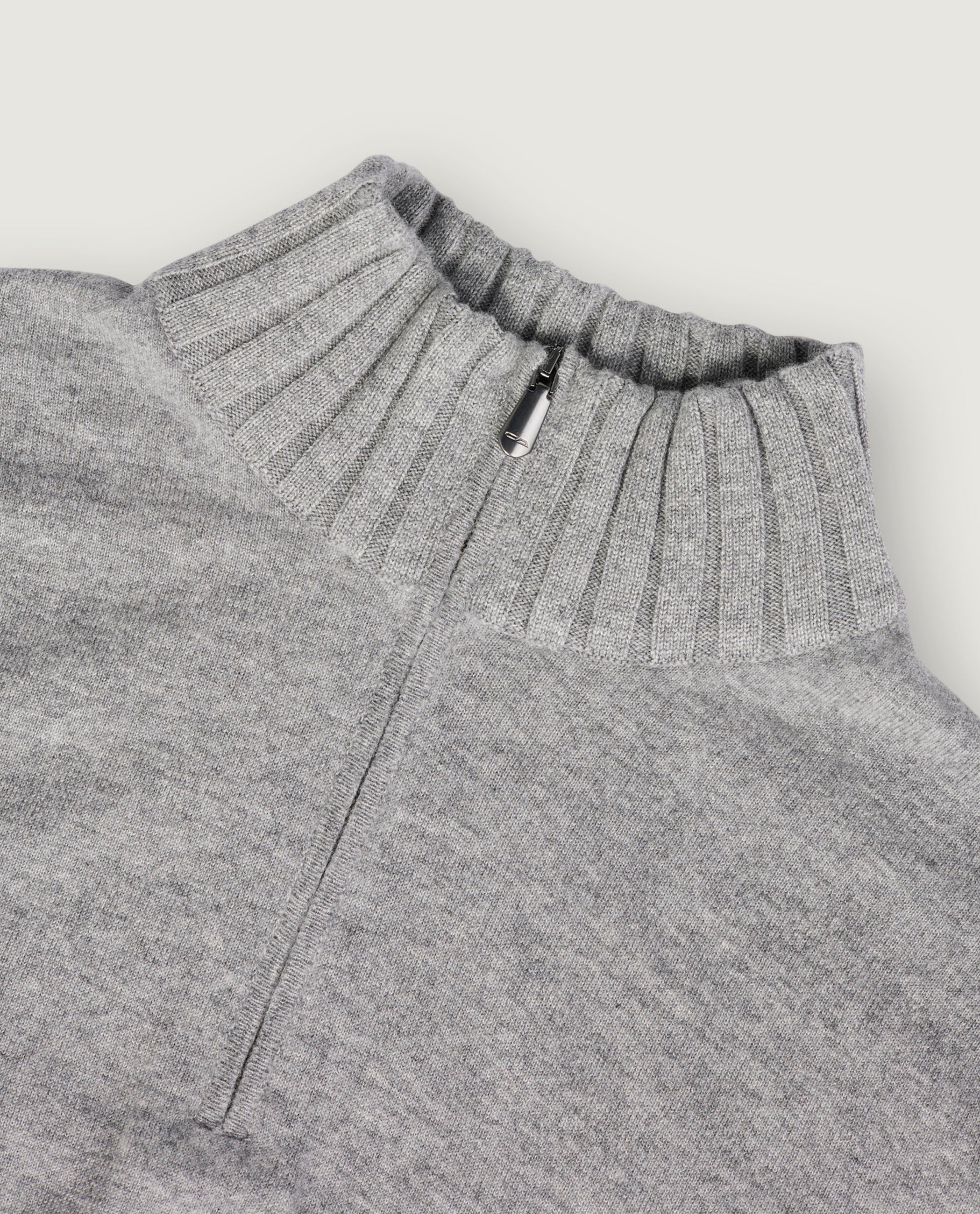 Cashmere Half-Zip Trui - Grijs