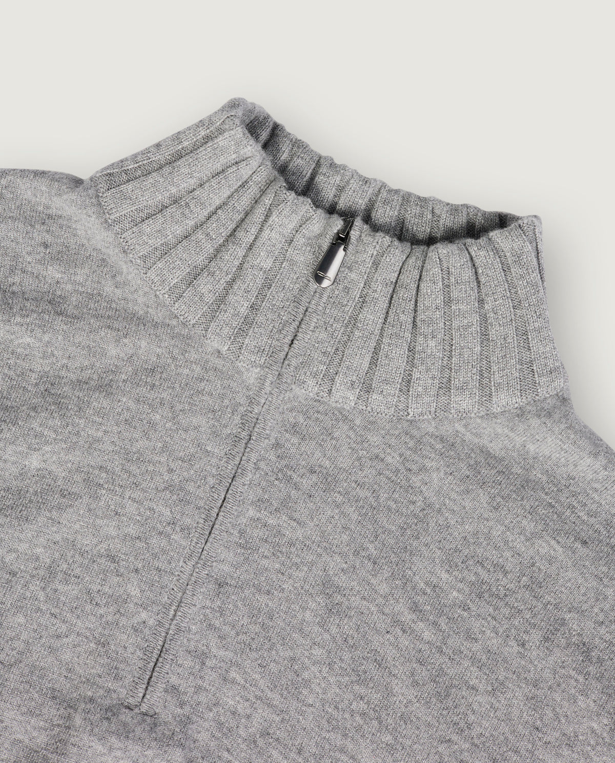 Cashmere Half-Zip Trui - Grijs