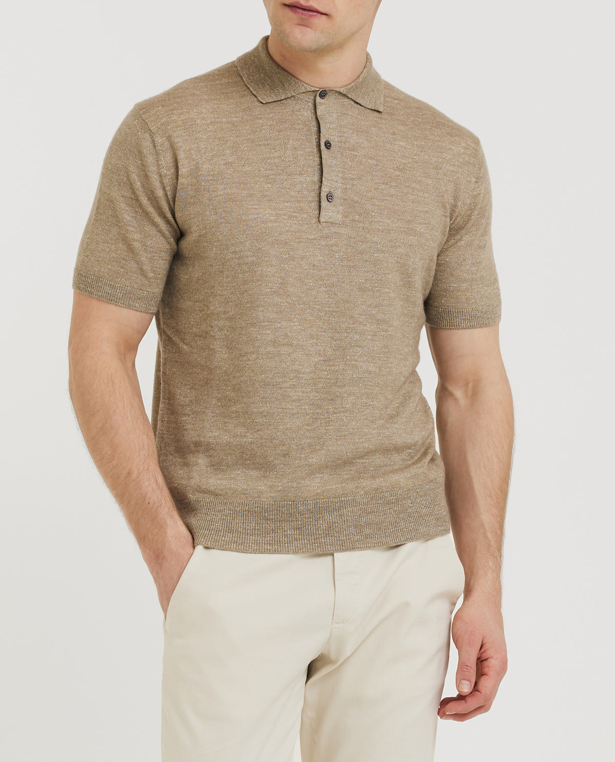 Cashmere Mix Polo - Lichtbruin