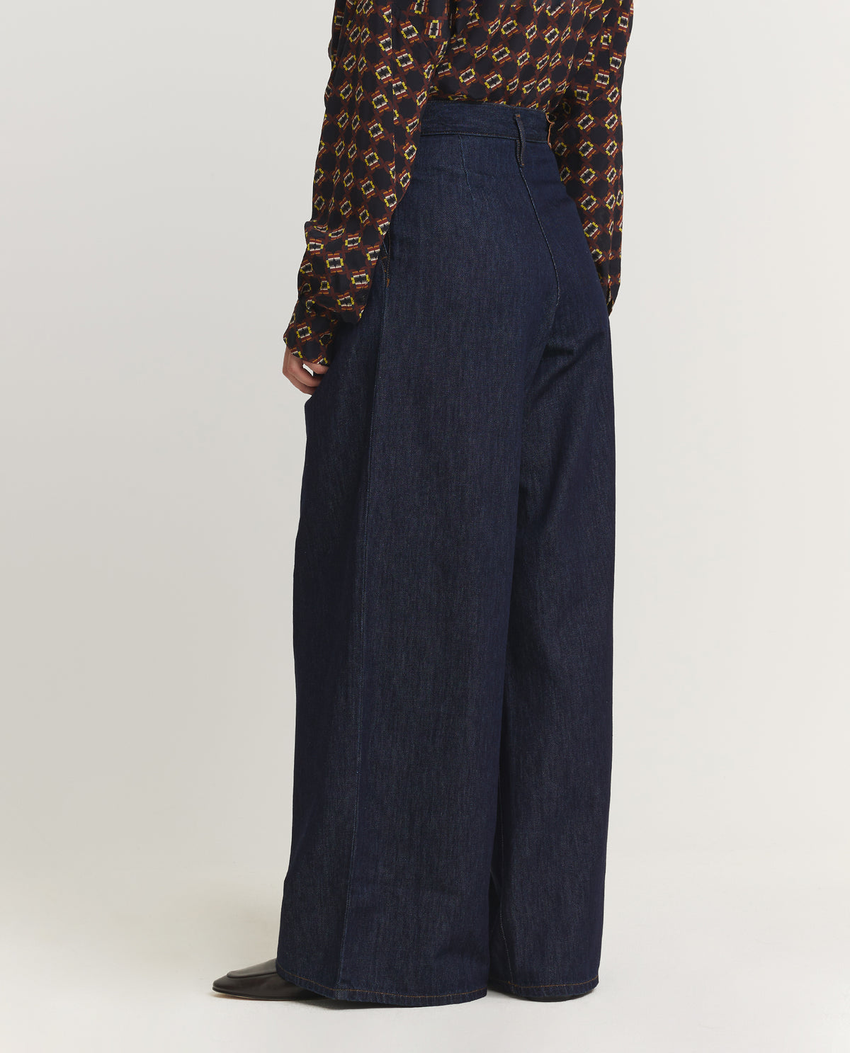 Wijde Geplooide Jeans - Donkerblauw