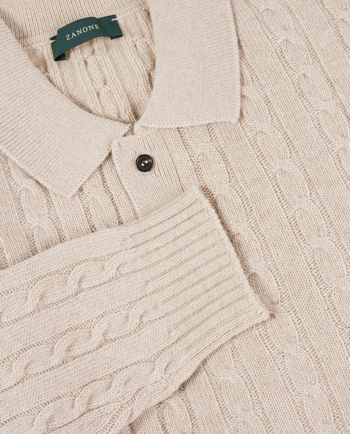 Lange mouw kabelpolo - Lichtbruin