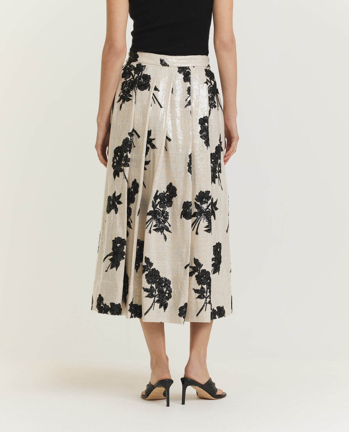 Pailletten Bloem Rok - Ecru