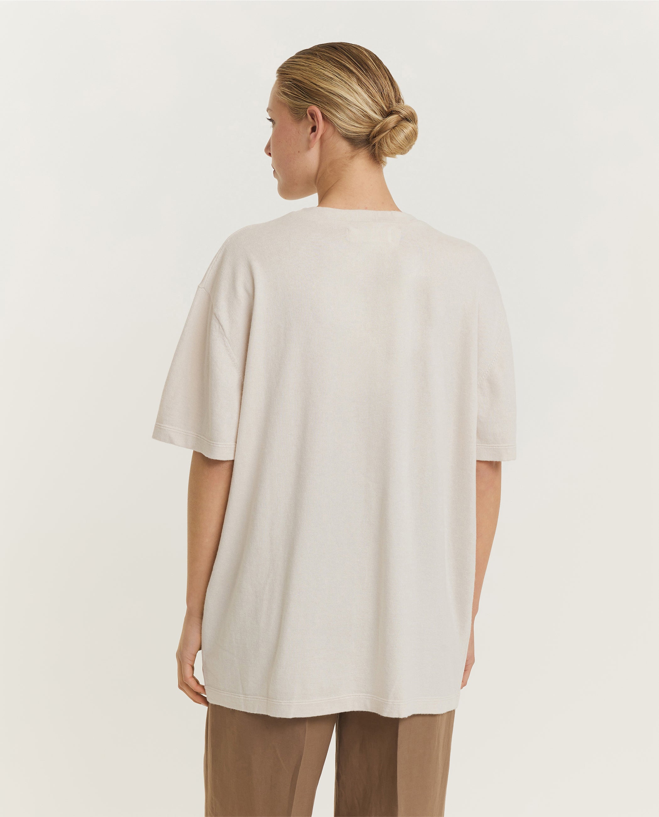 Katoen-Cashmere T-Shirt - Ecru