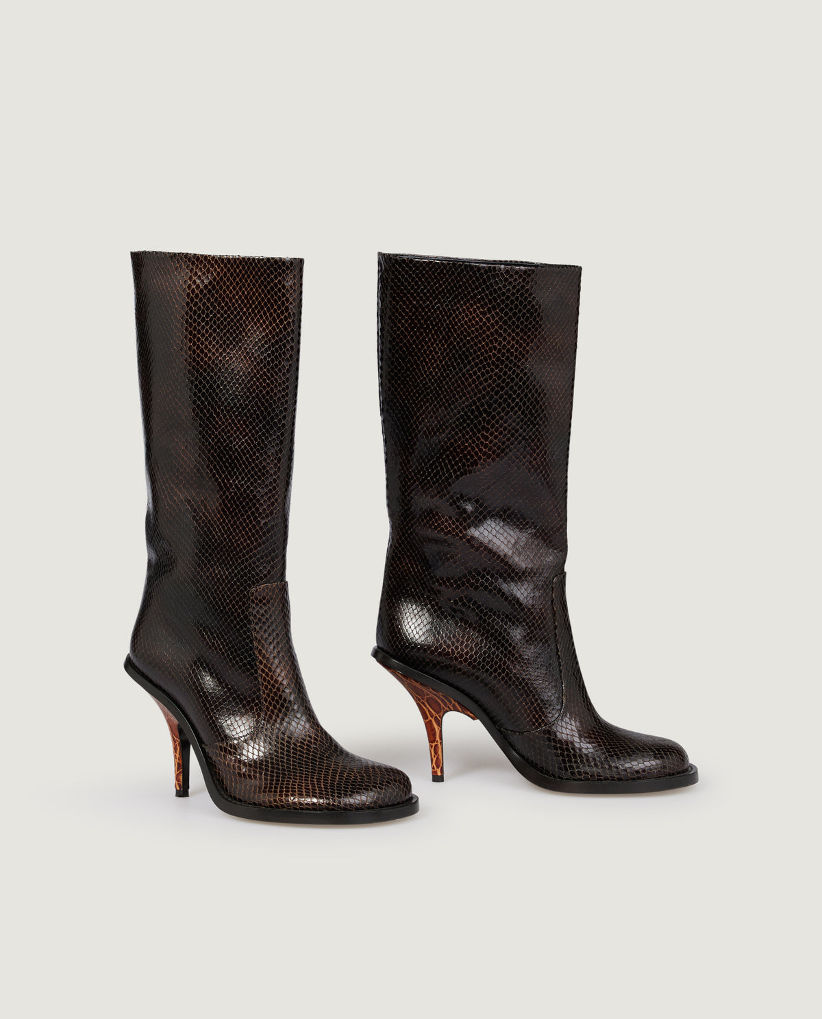 Leren Stiletto Laarzen - Bruin