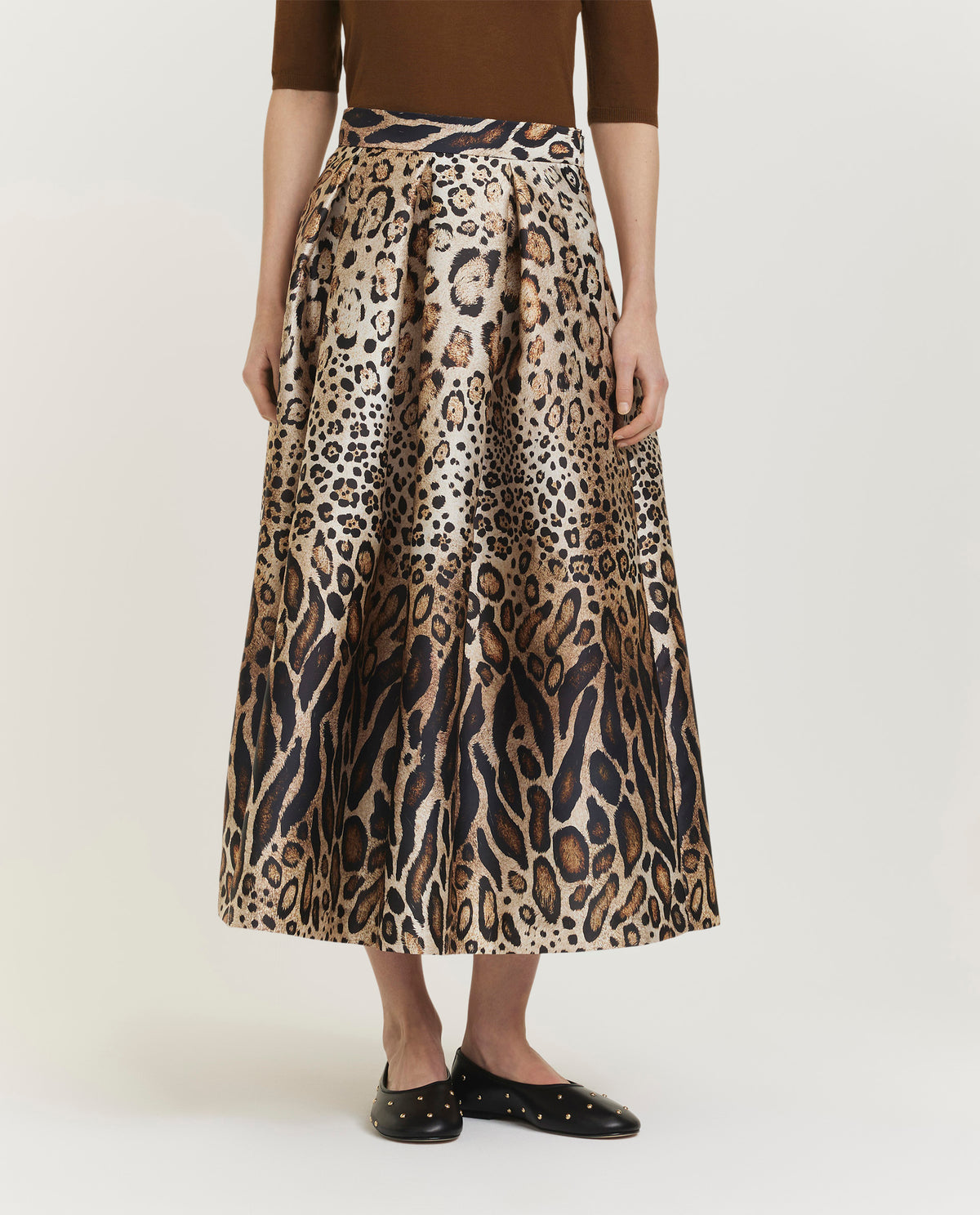 Volumineuze Midi Rok - Bruin
