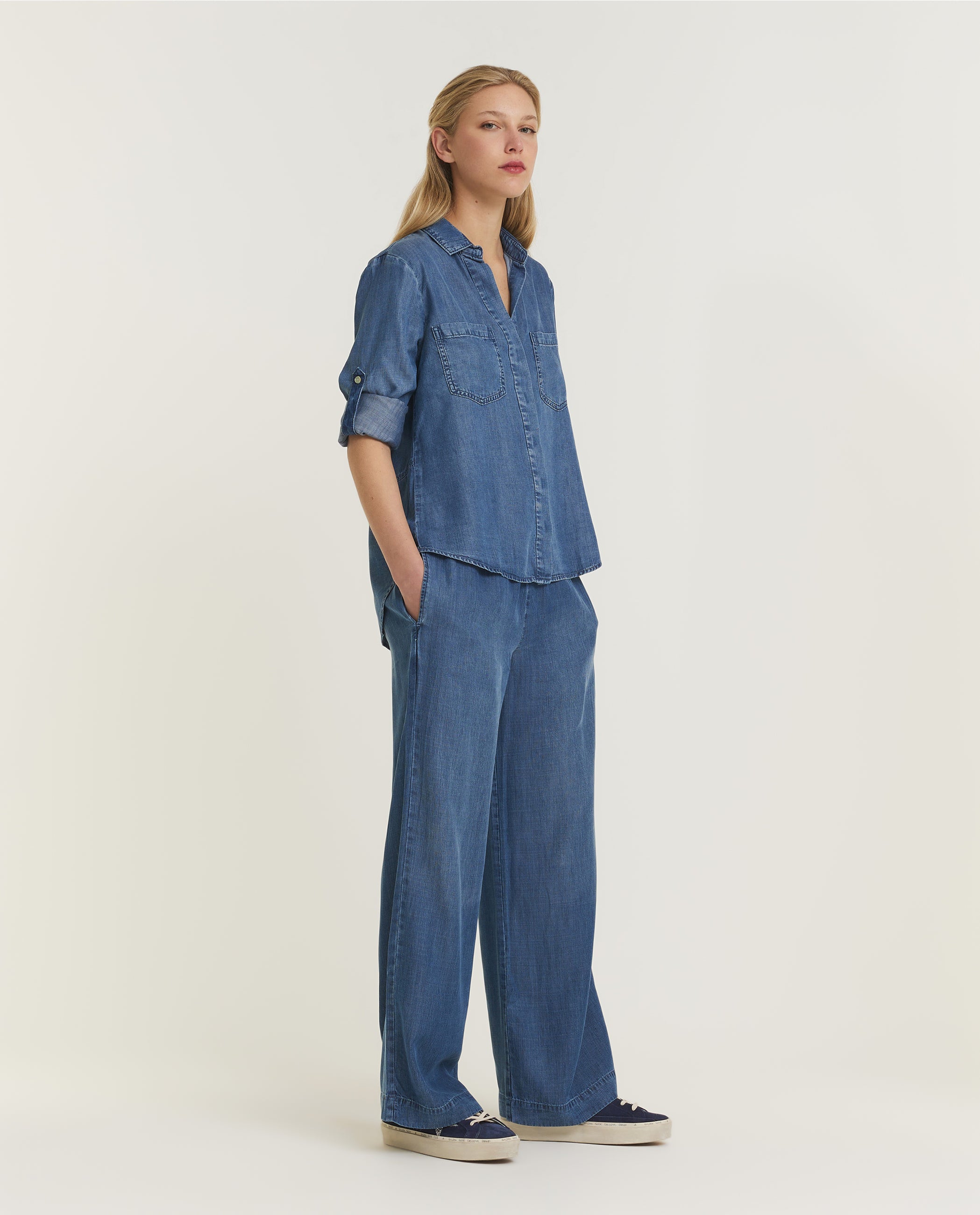 Denim Look Shirt - Blauw
