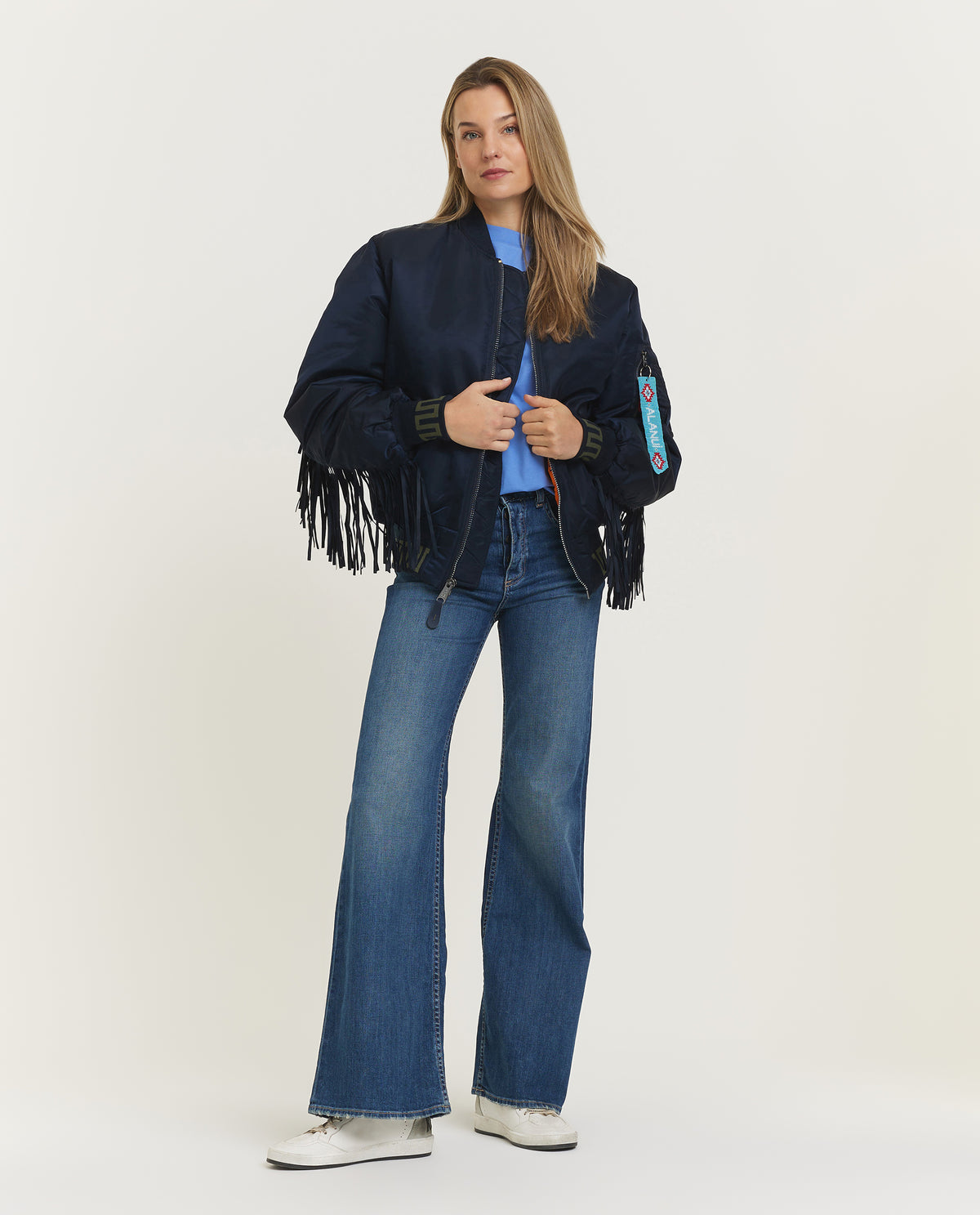 Bomber jacket with fringes