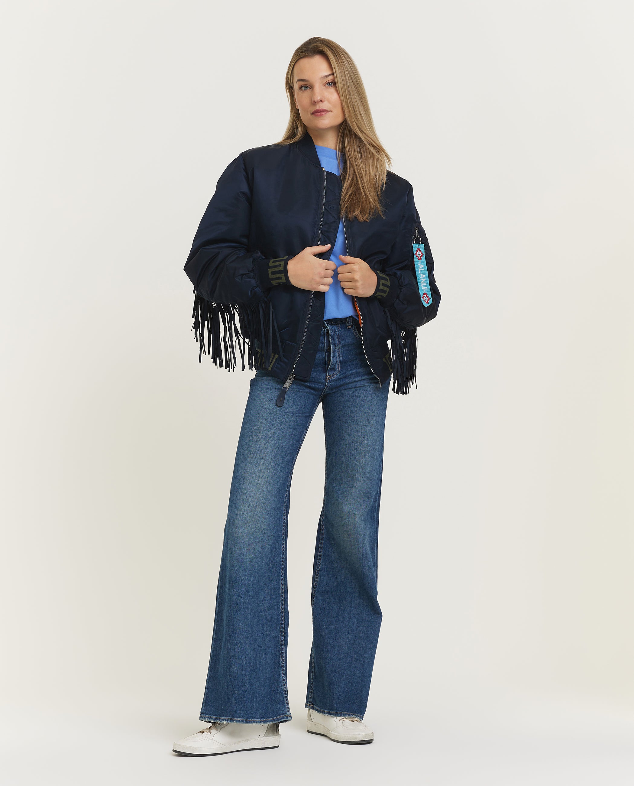 Bomber jacket with fringes