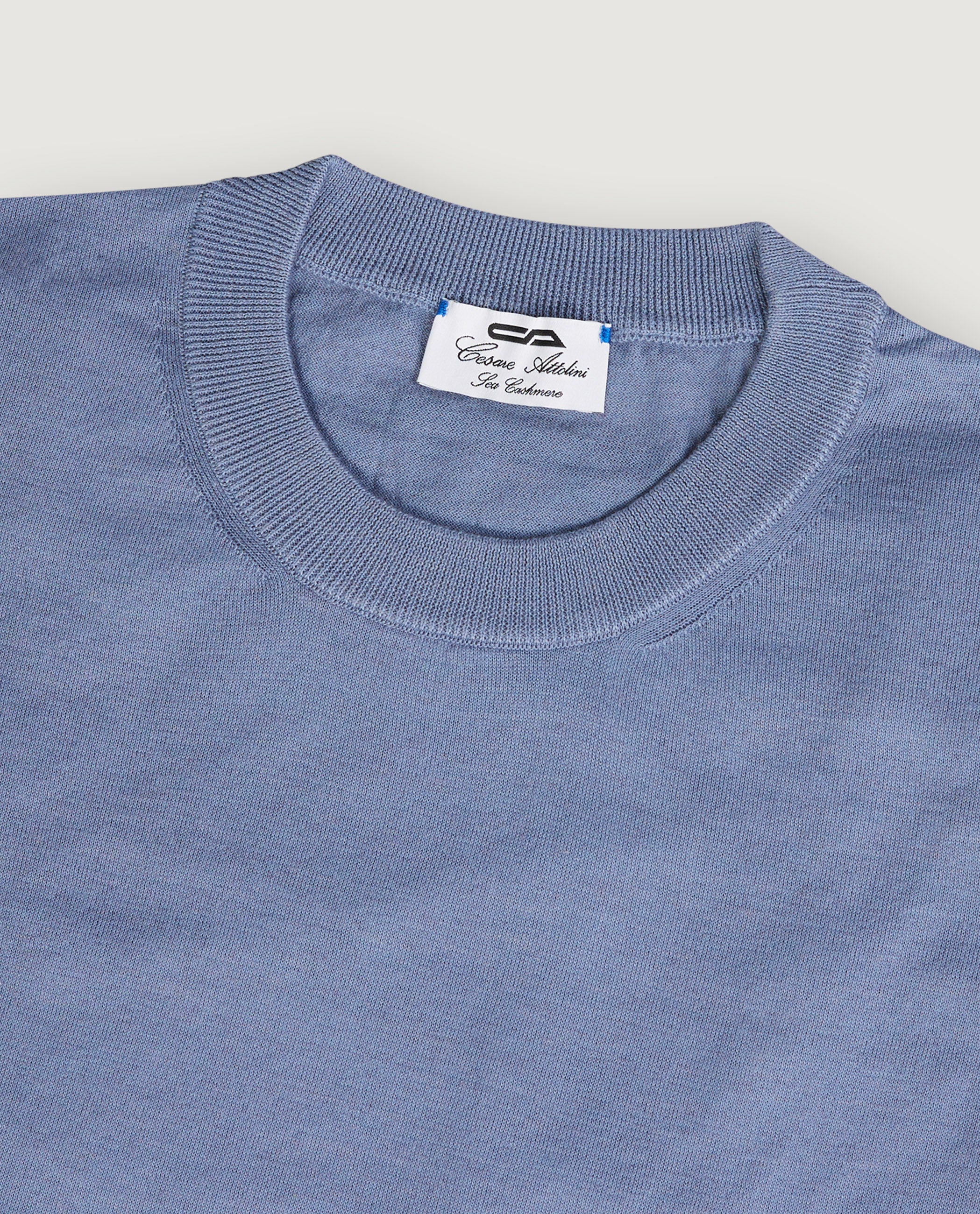 Katoen Cashmere T-Shirt - Blauw