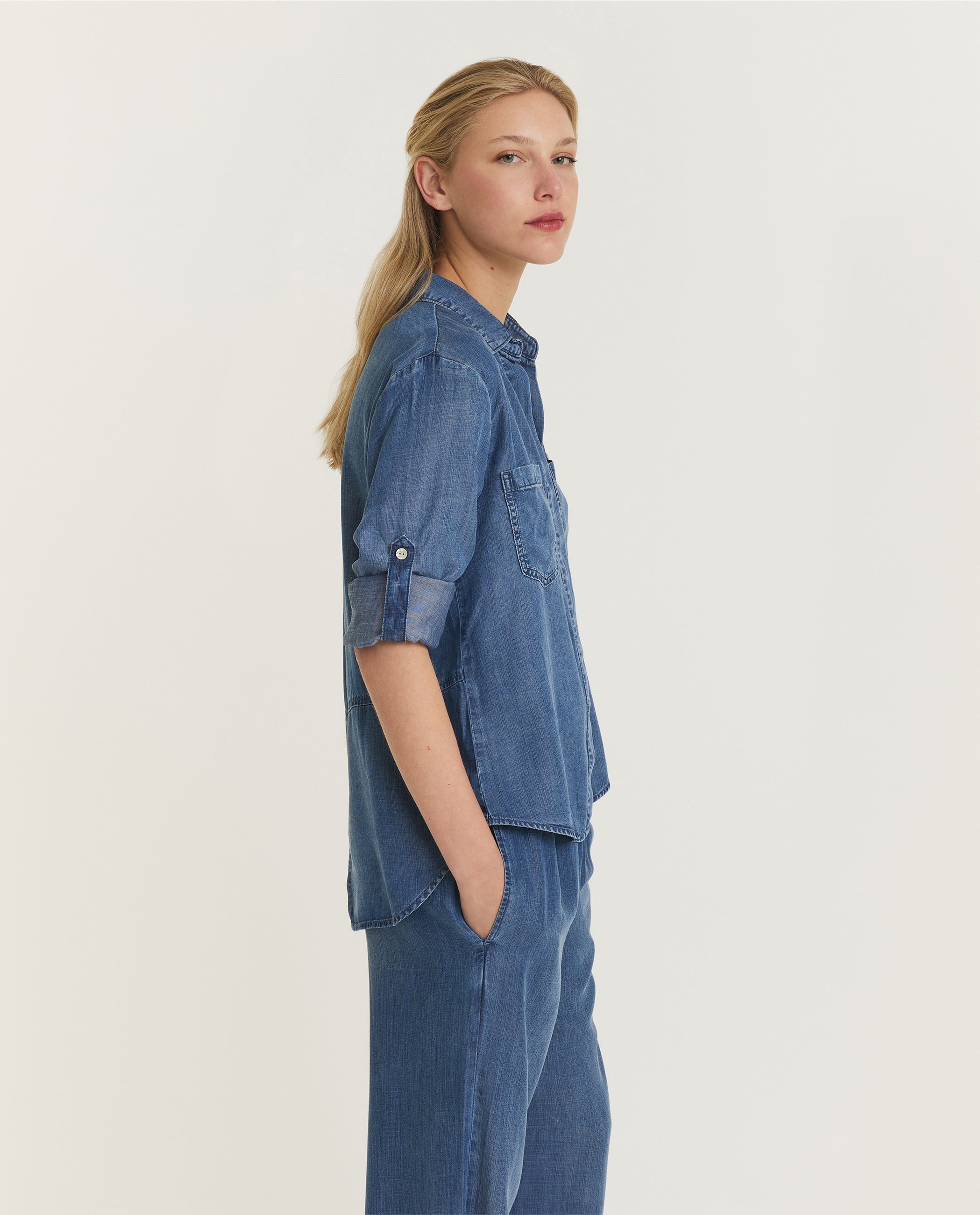 Denim Look Shirt - Blauw