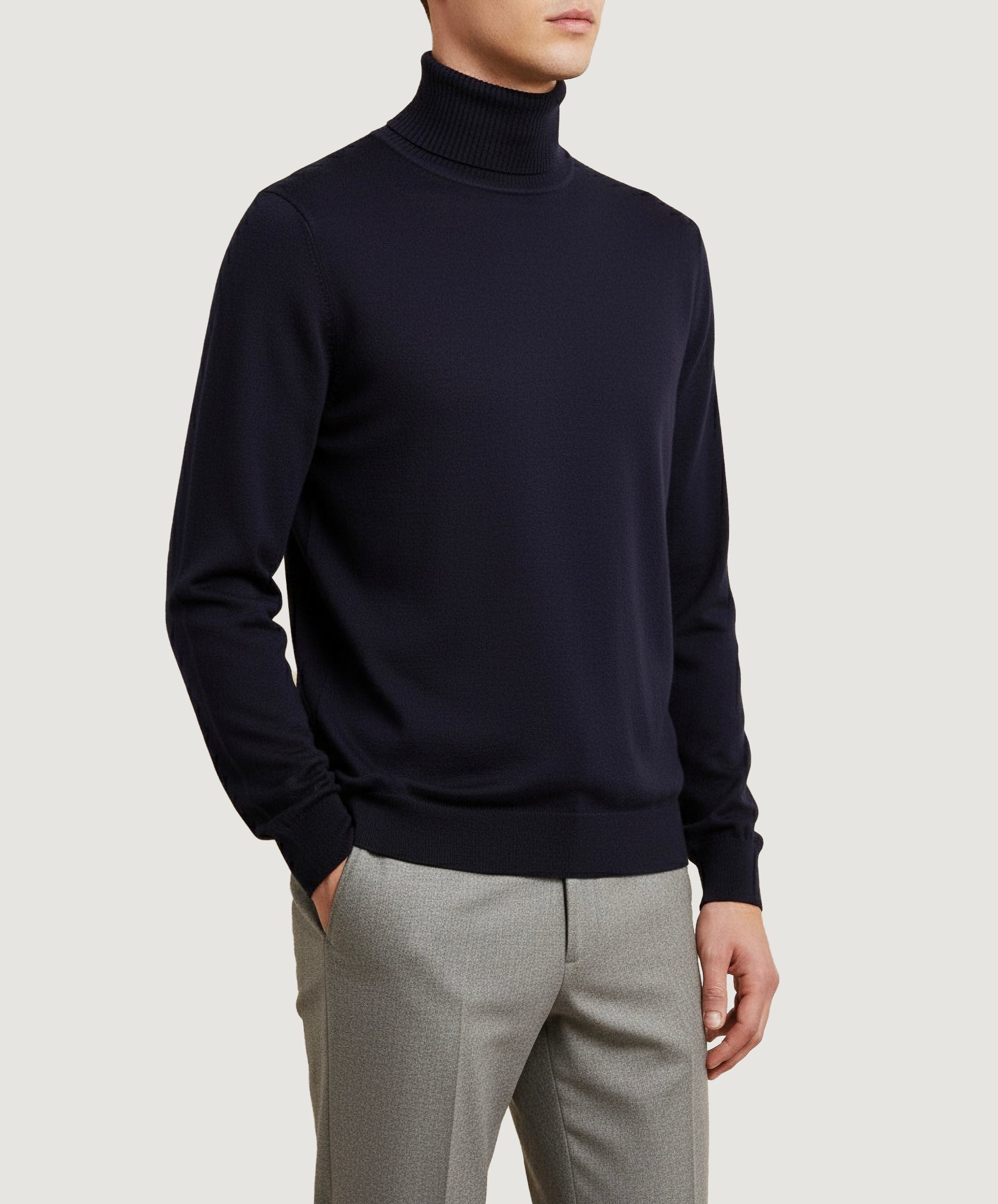 Cashmere Zijden Coltrui - Donkerblauw