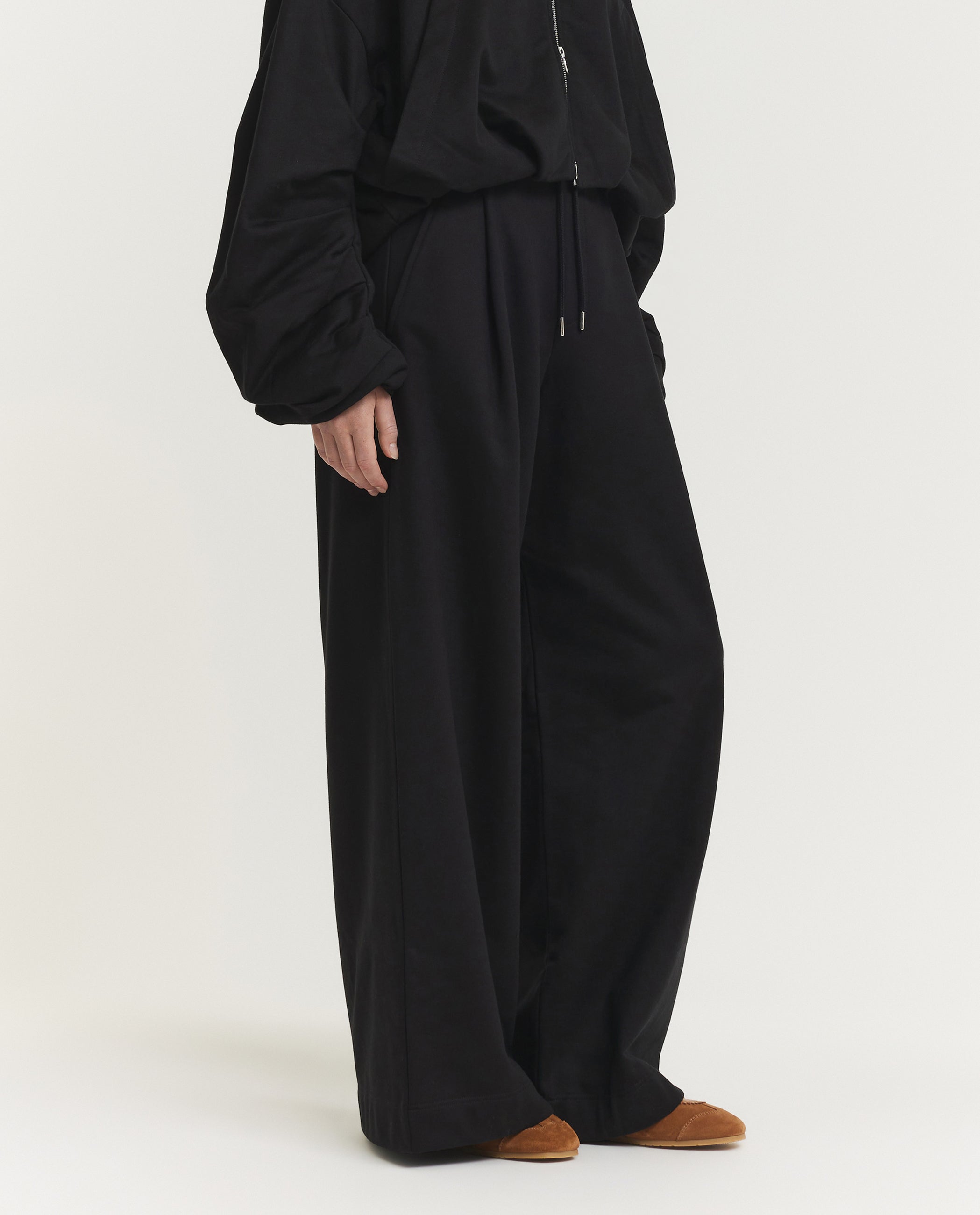Wijde Katoenen Jogger - Zwart