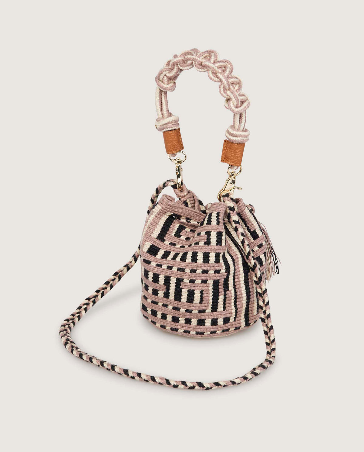 Macramé Crossbody Tas - Roze