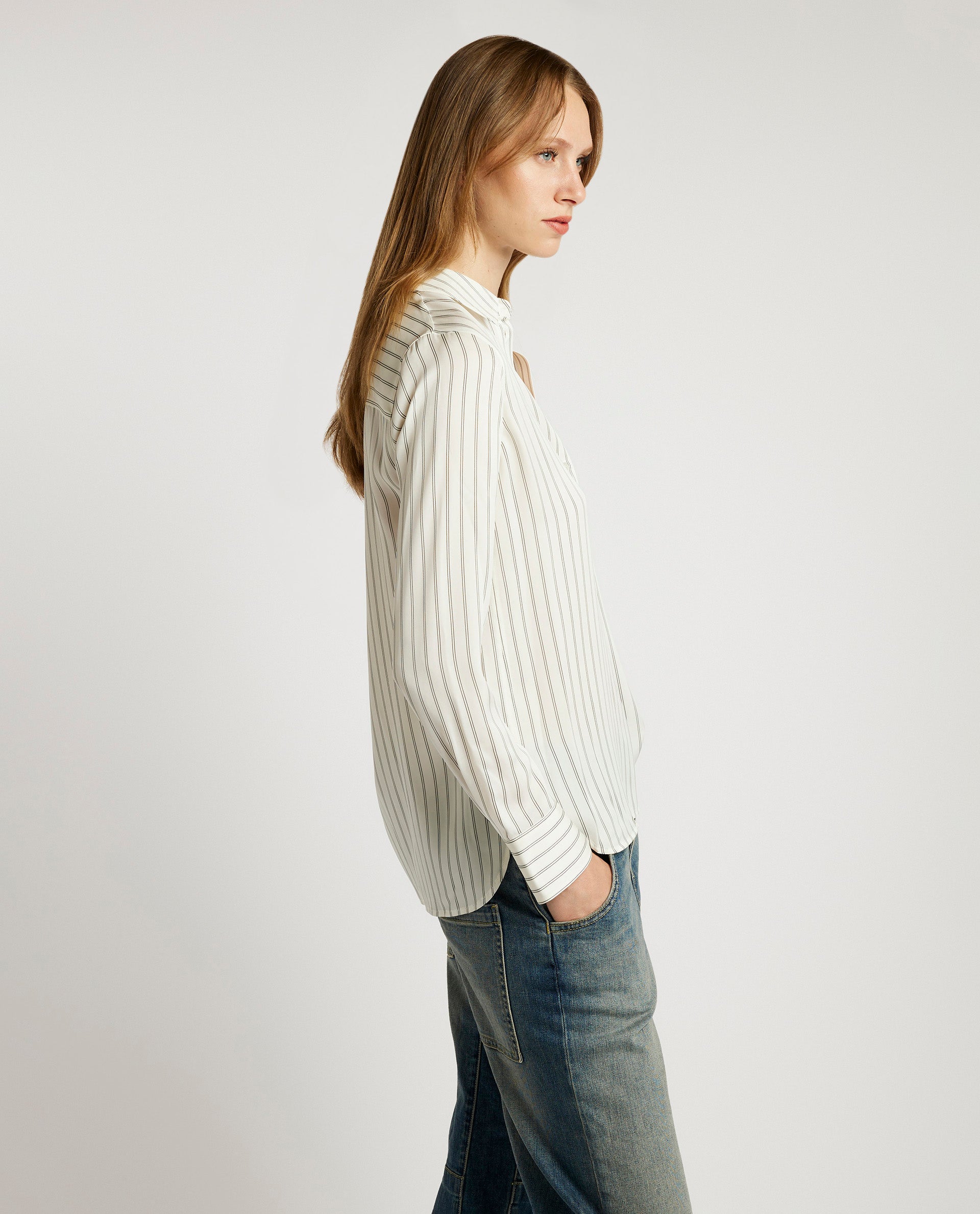 Zijden-stretch blouse - Ecru