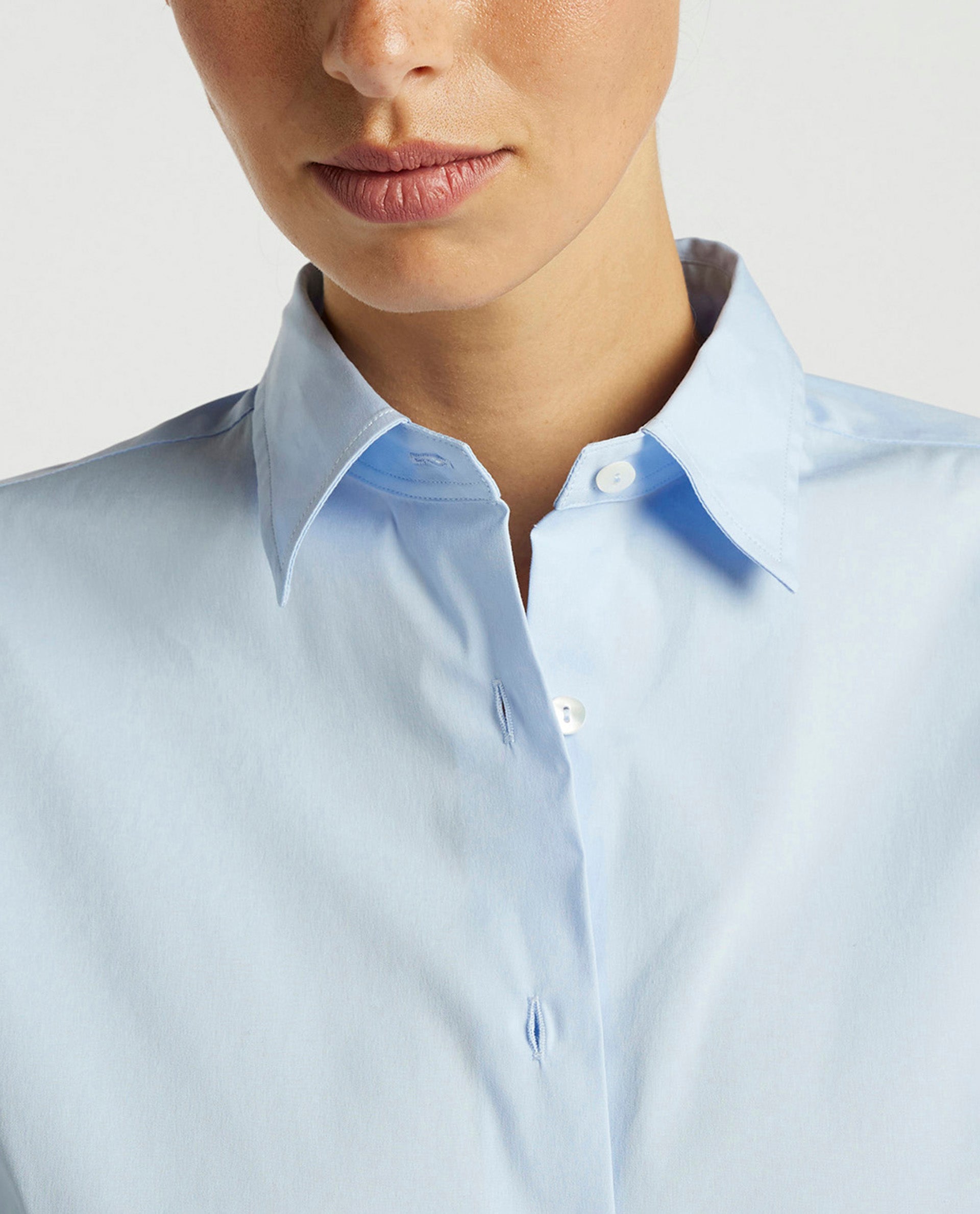 Katoen-mix blouse - Lichtblauw