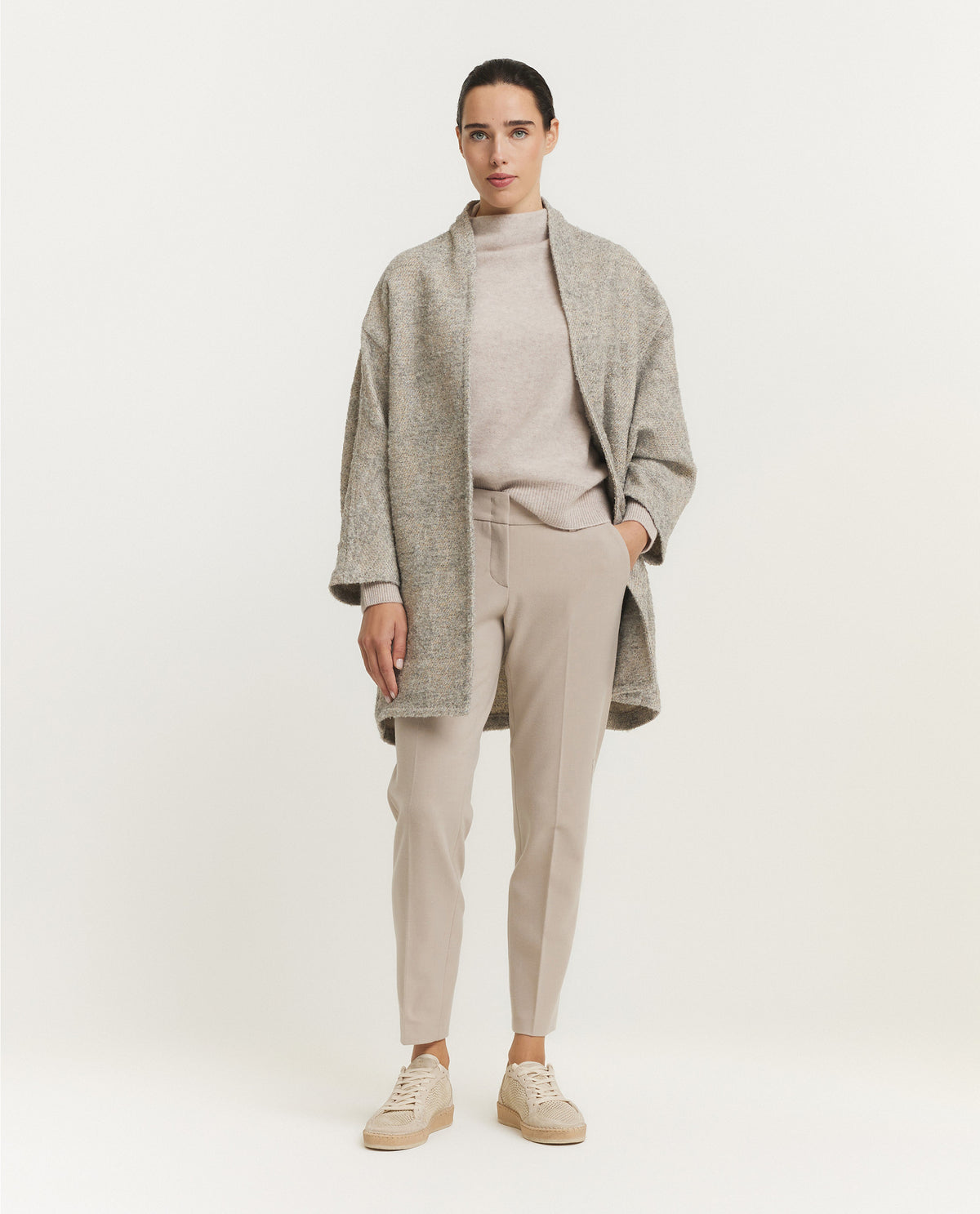 Kimono Structuur Vest - Lichtgrijs