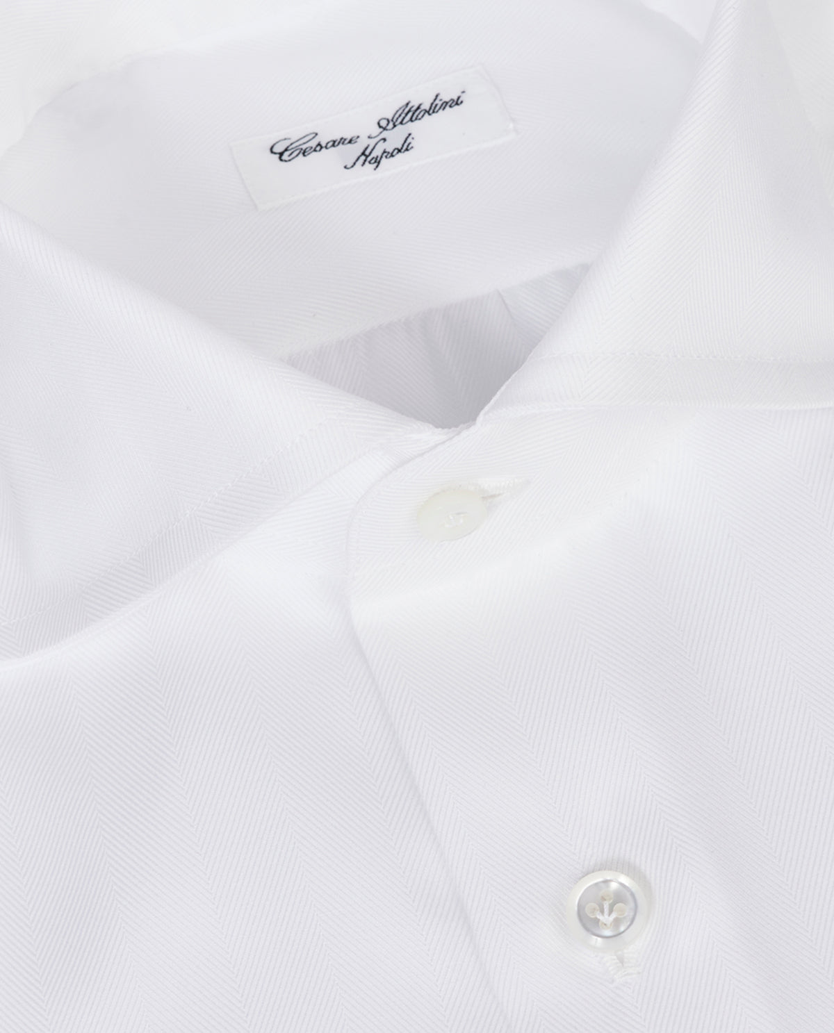 Katoenen Visgraat Shirt - Wit