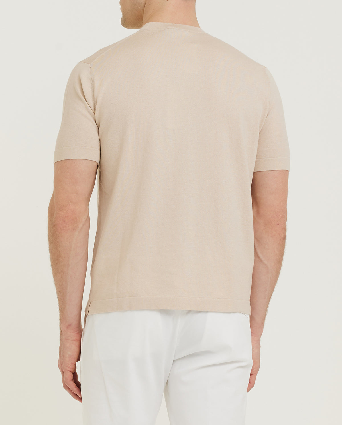 Katoen Zijde T-Shirt - Lichtbruin