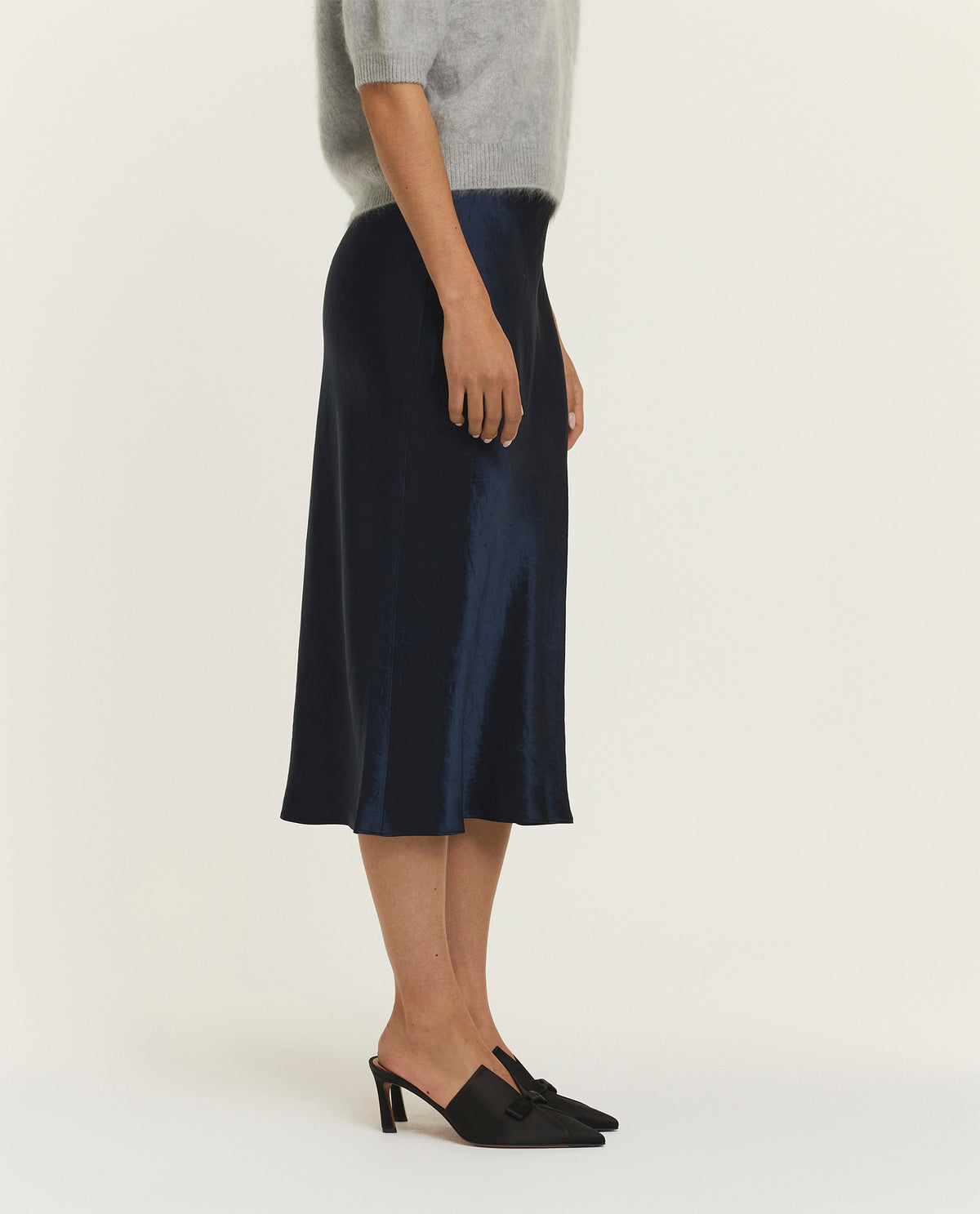 Satijnen Midi Rok - Blauw