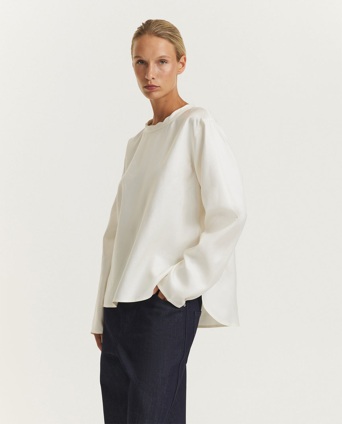 Zijden Bach Top - Ecru
