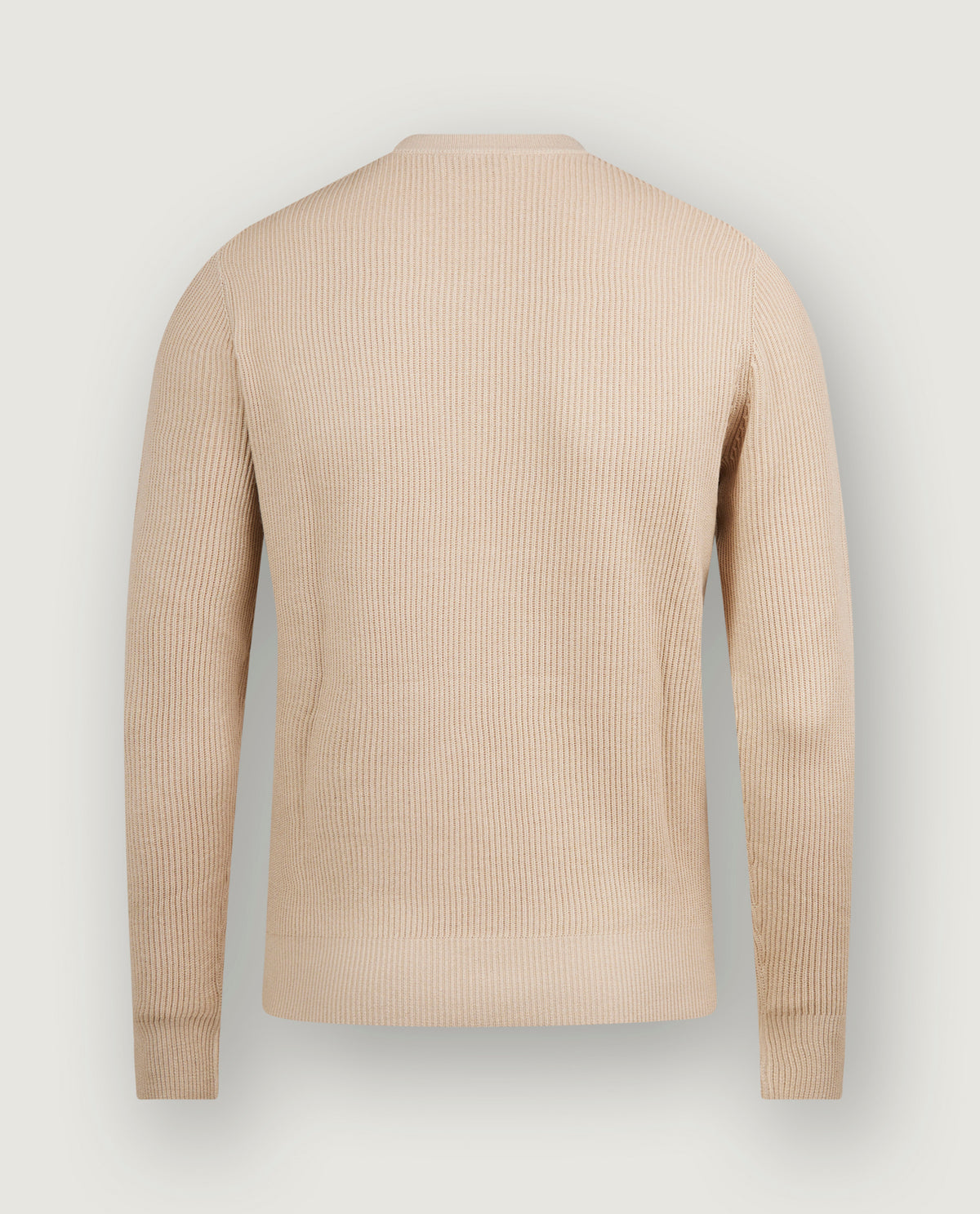 Geribde Ronde Hals Trui - Lichtbruin