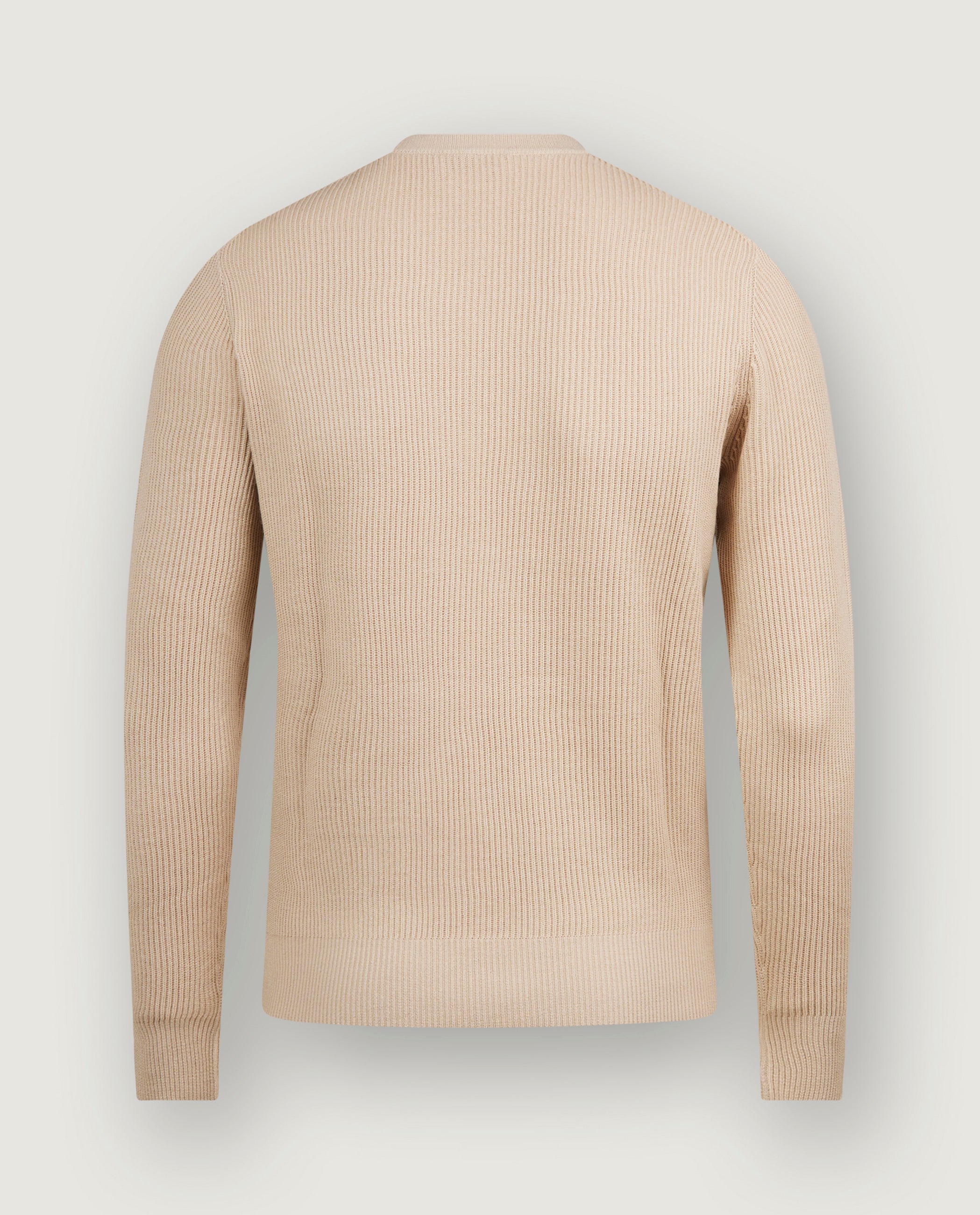 Geribde Ronde Hals Trui - Lichtbruin