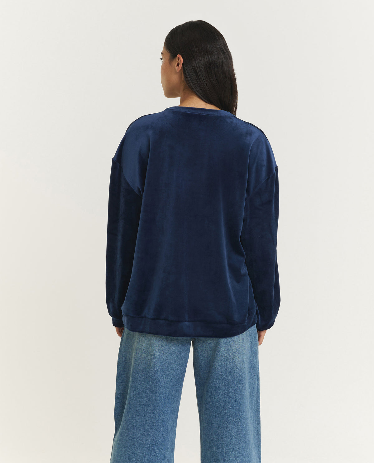 Fluwelen Ronde Hals Trui - Blauw