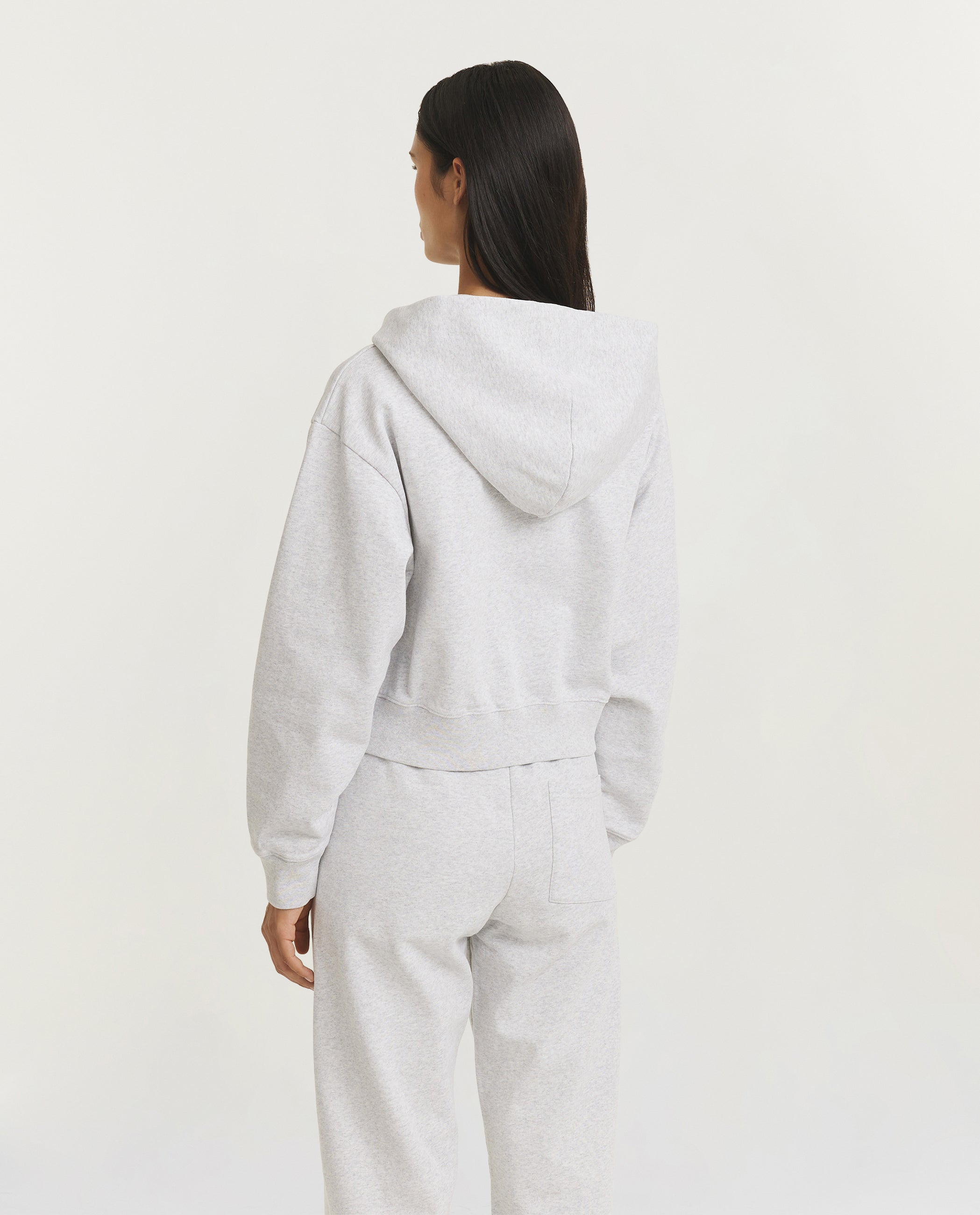 NY Health Club Cropped Zip Hoodie - Lichtgrijs