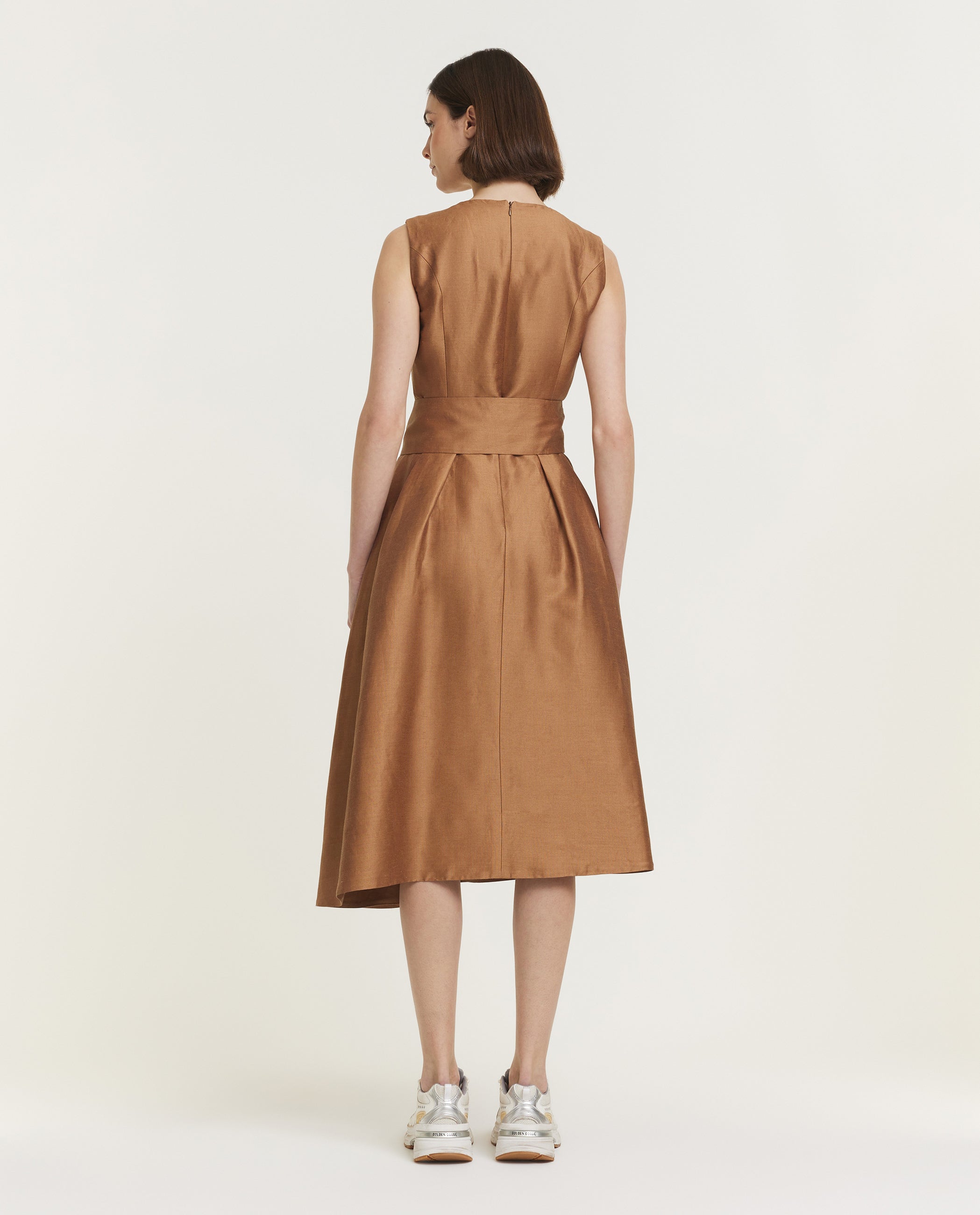 Linen silk blend sleeveless dress