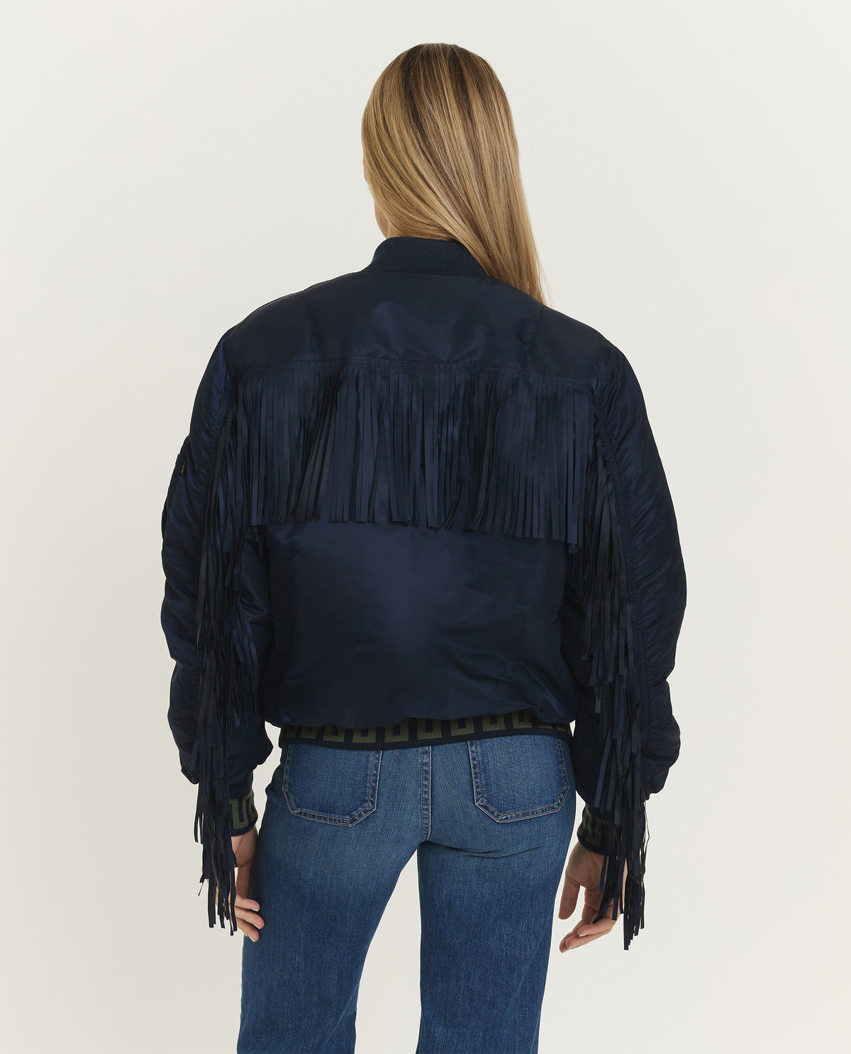 Bomber jacket with fringes
