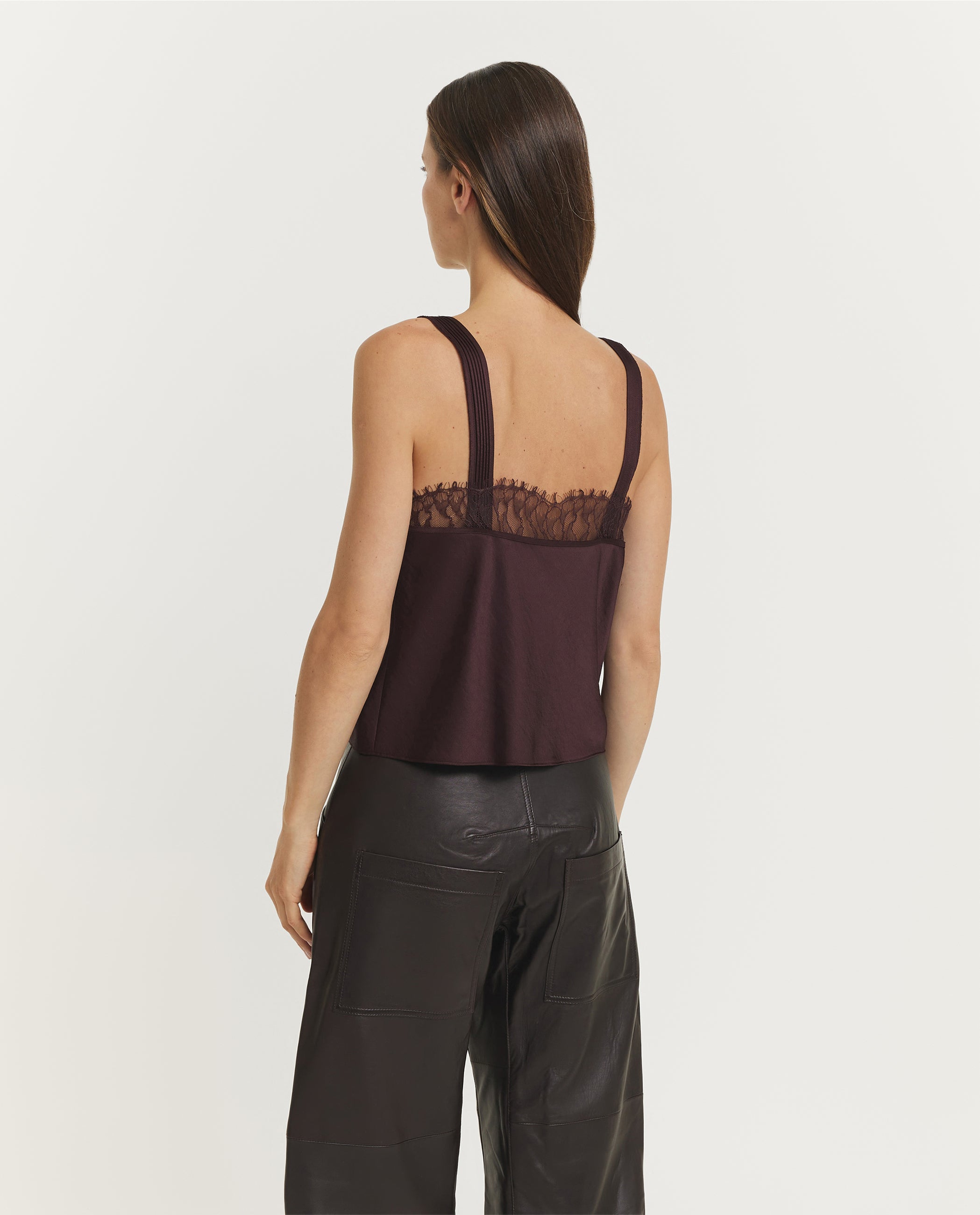 Placed Kanten Cami Top - Paars